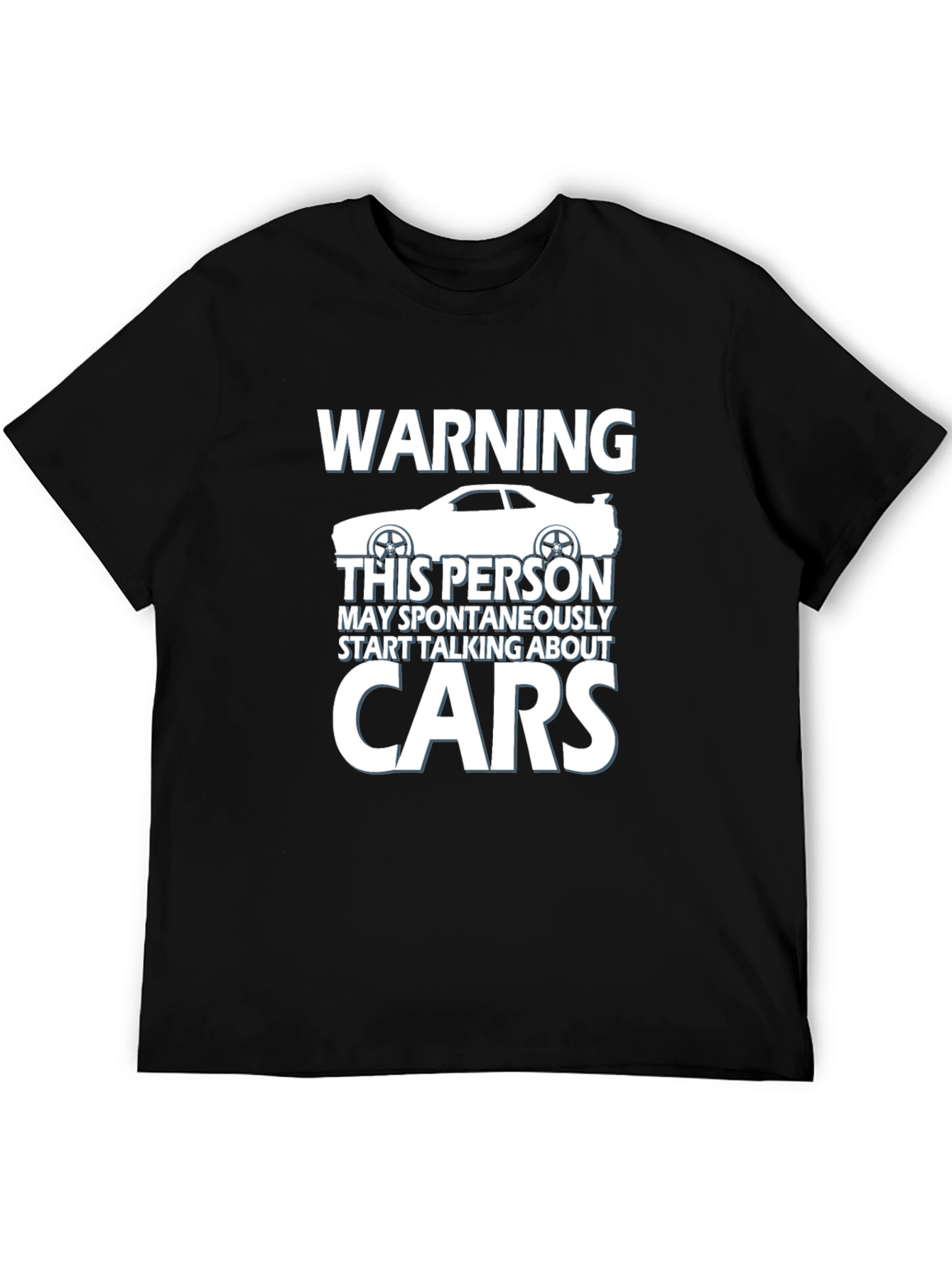 Black Warning: May Spontaneously Talk About Cars T-Shirt view 5