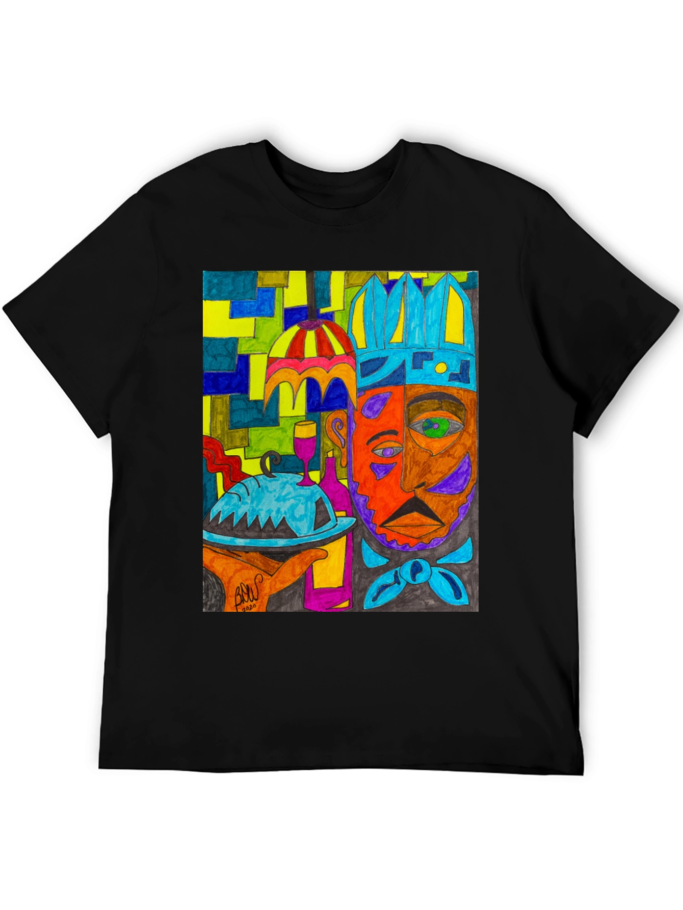 Black Artistic Graphic Print Men's Tee - Abstract Chef view 5