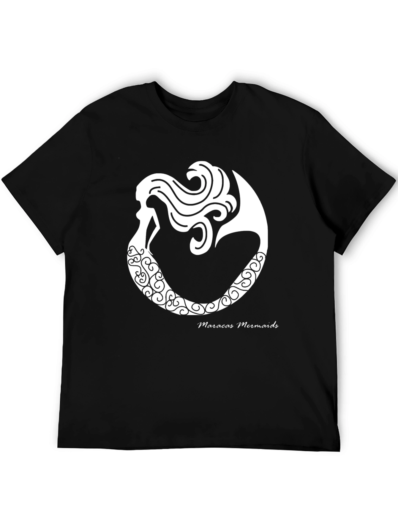 Black Maracas Mermaids Graphic Tee - Black Cotton T-Shirt view 5