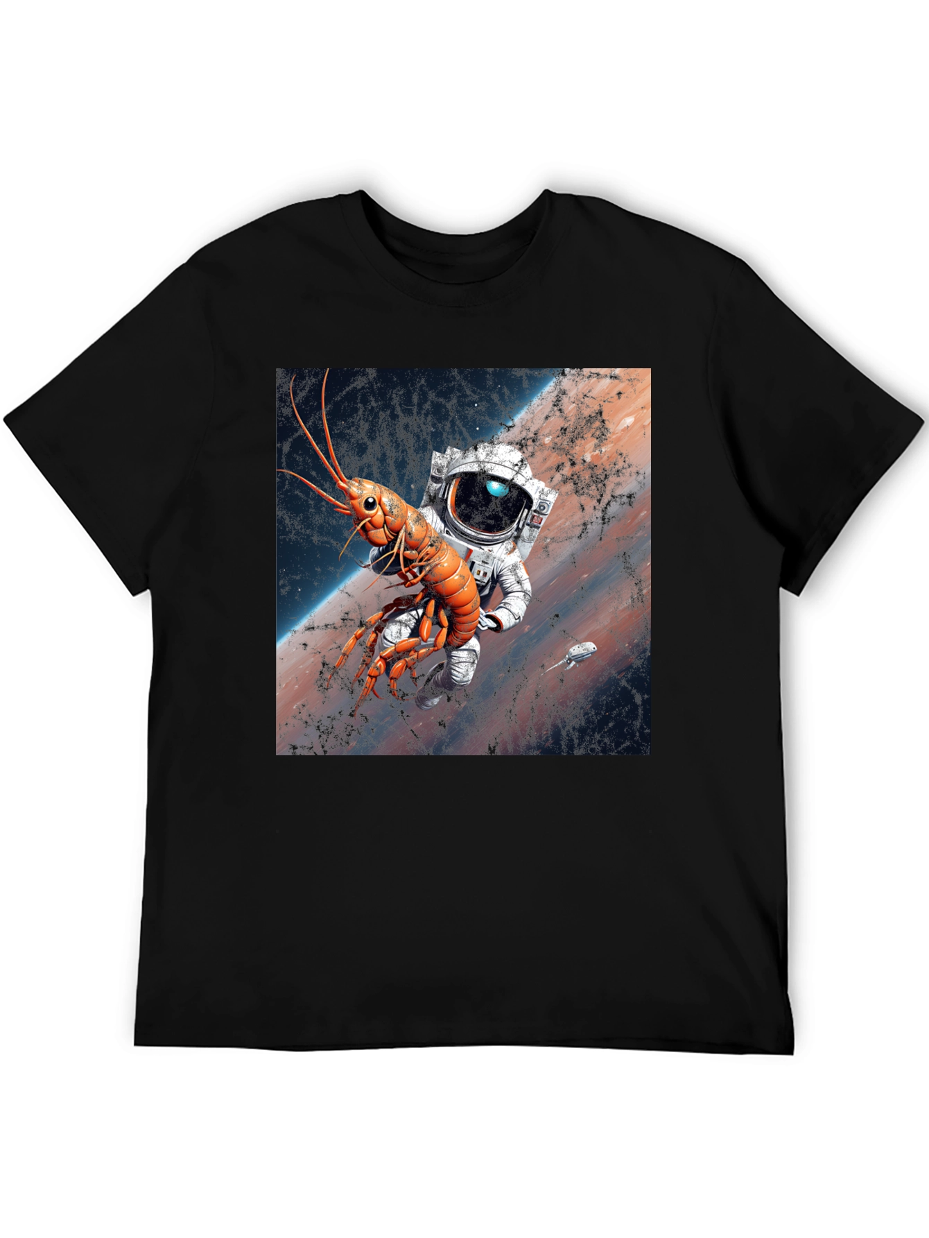 Black Space Lobster Astronaut T-Shirt view 5