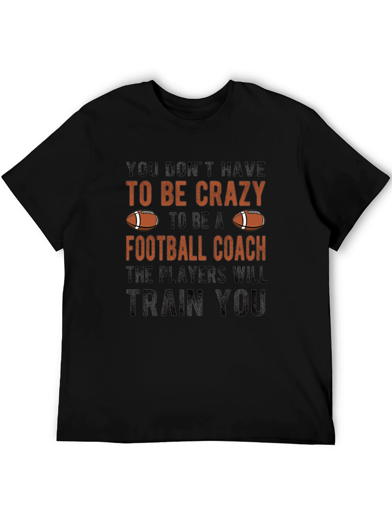 Black Funny Football Coach T-Shirt view 5