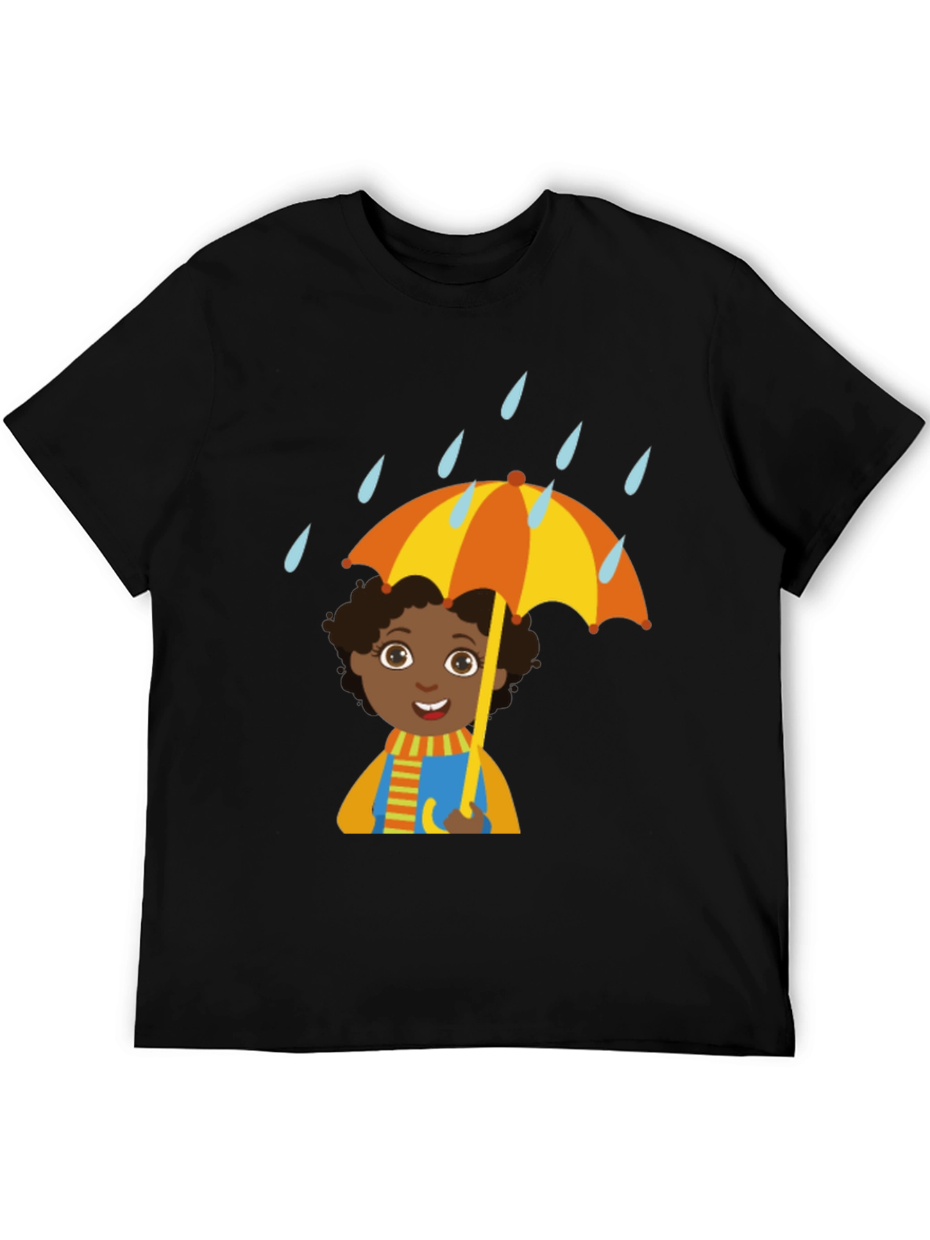 Black Rainy Day Cartoon T-Shirt view 5