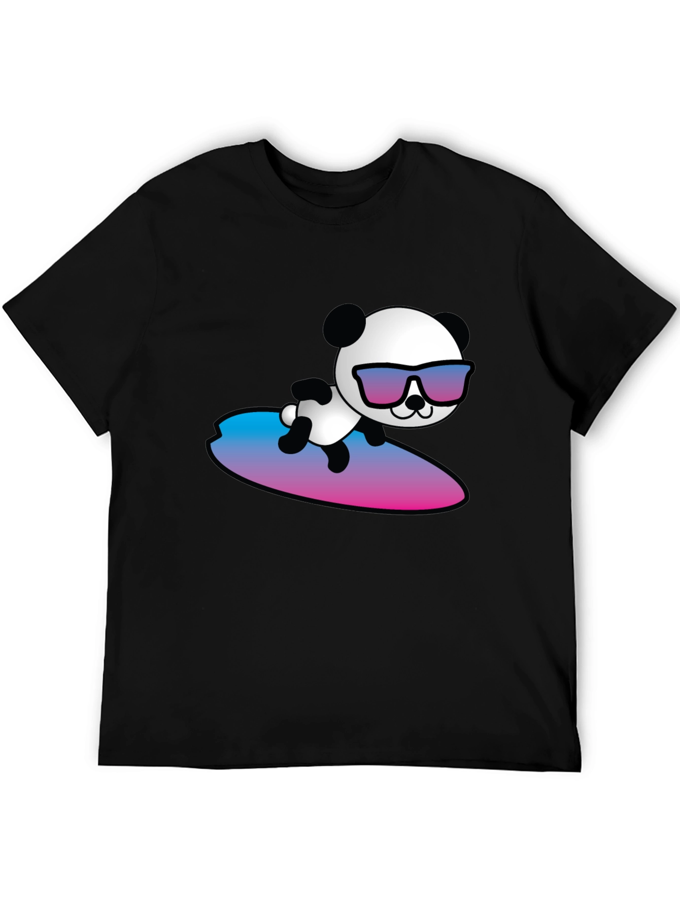 Black Surfing Panda T-Shirt - Cool Graphic Tee view 5