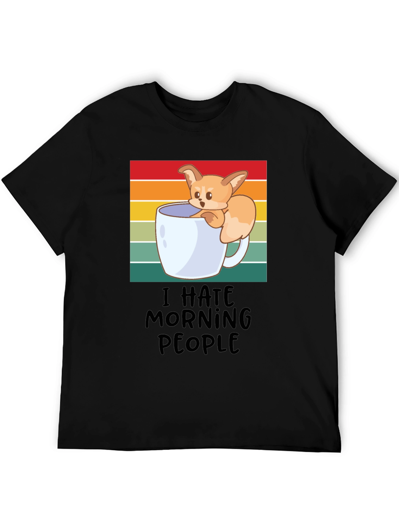 Black I Hate Morning People Fox Graphic Tee view 5
