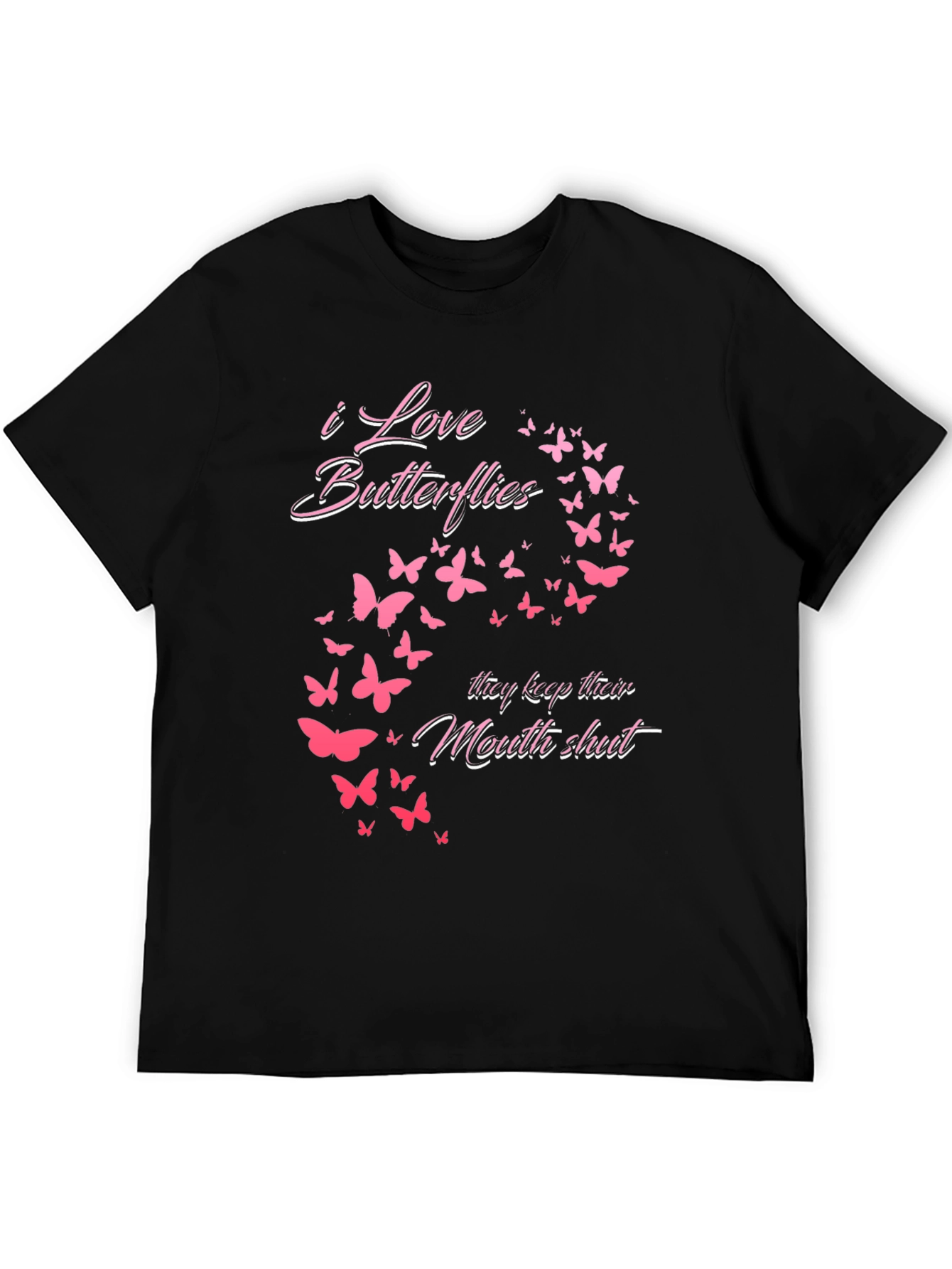 Black I Love Butterflies Graphic Tee - Black view 5