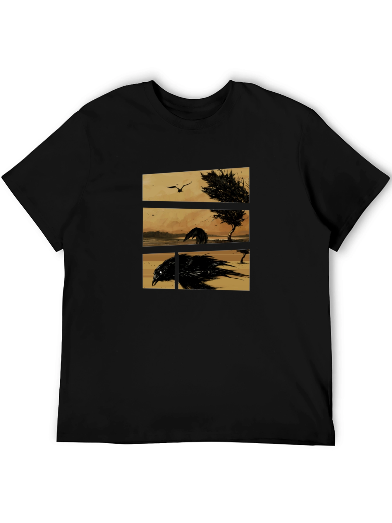 Black Raven Graphic T-Shirt - Unique Artistic Design view 5