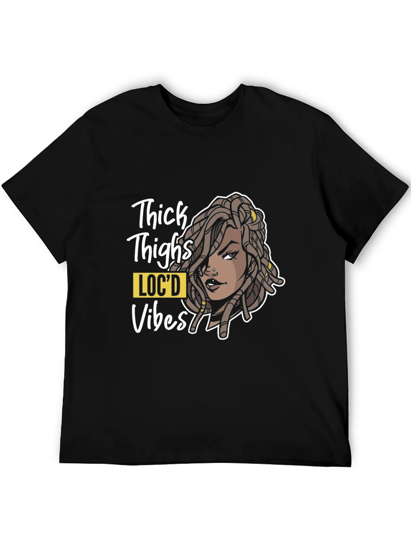 Black Thick Thighs Loc'd Vibes Graphic Tee view 5