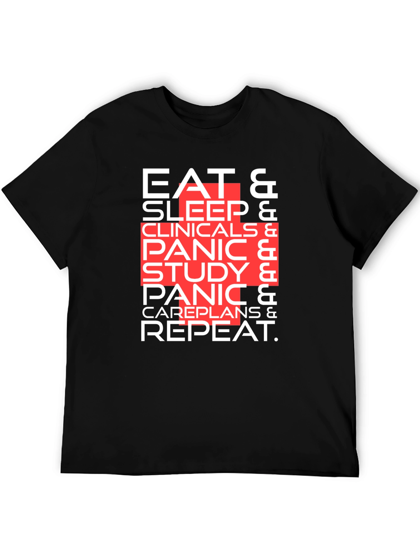 Black Eat Sleep Clinicals Funny Nurse T-Shirt view 5
