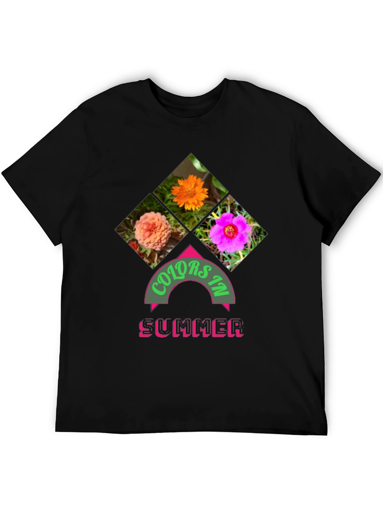 Black Colors in Summer Graphic Tee - Trendy Floral Design view 5