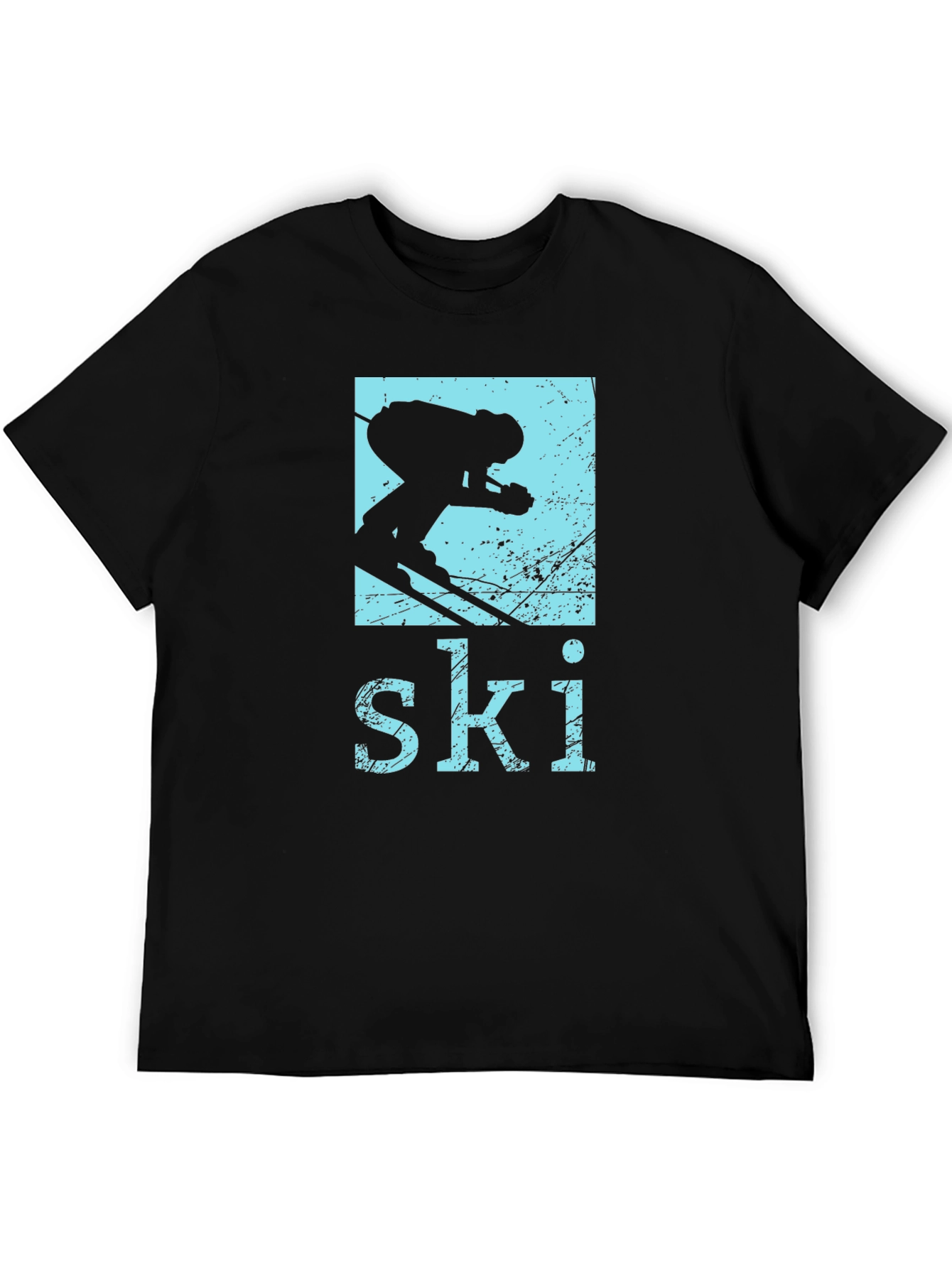 Black Retro Ski T-Shirt - Vintage Skiing Design view 5