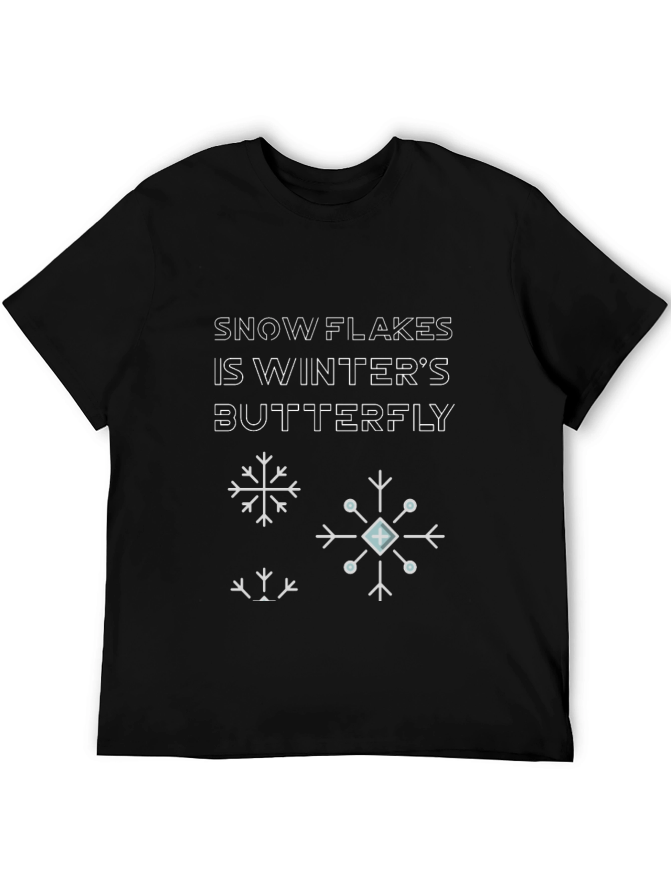 Black Snowflake Winter Butterfly Graphic Tee view 5