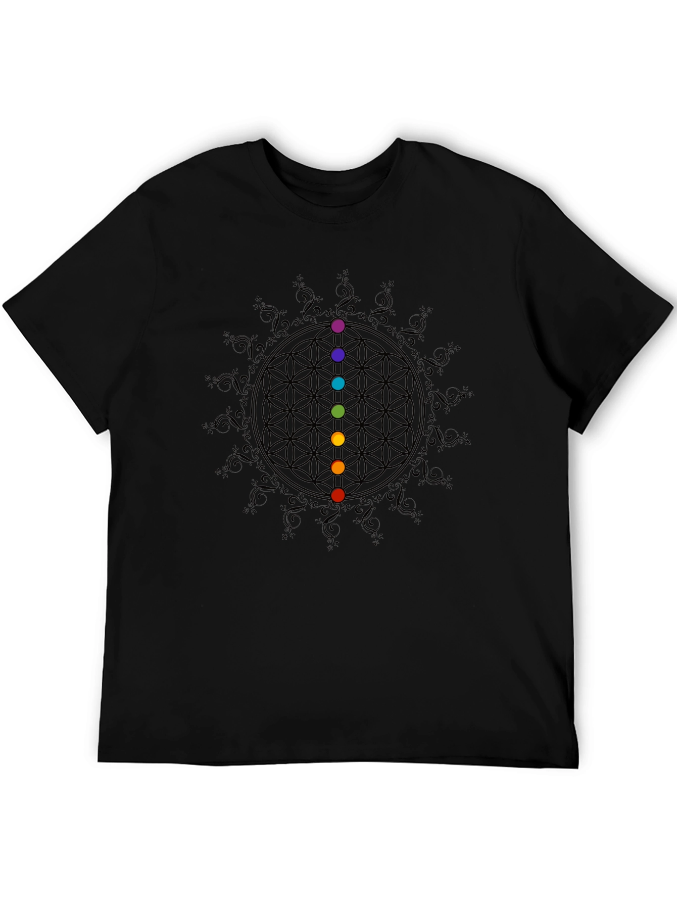 Black Chakra Flower of Life Graphic Tee - Black view 5