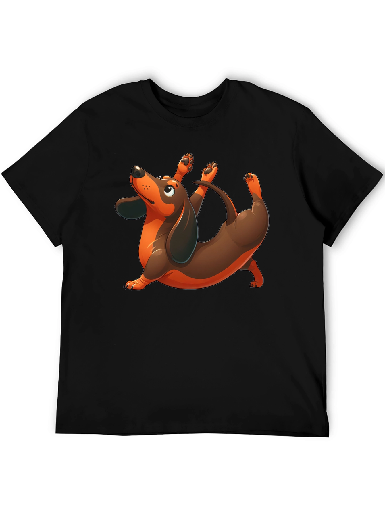 Black Yoga Dachshund Black T-Shirt view 5