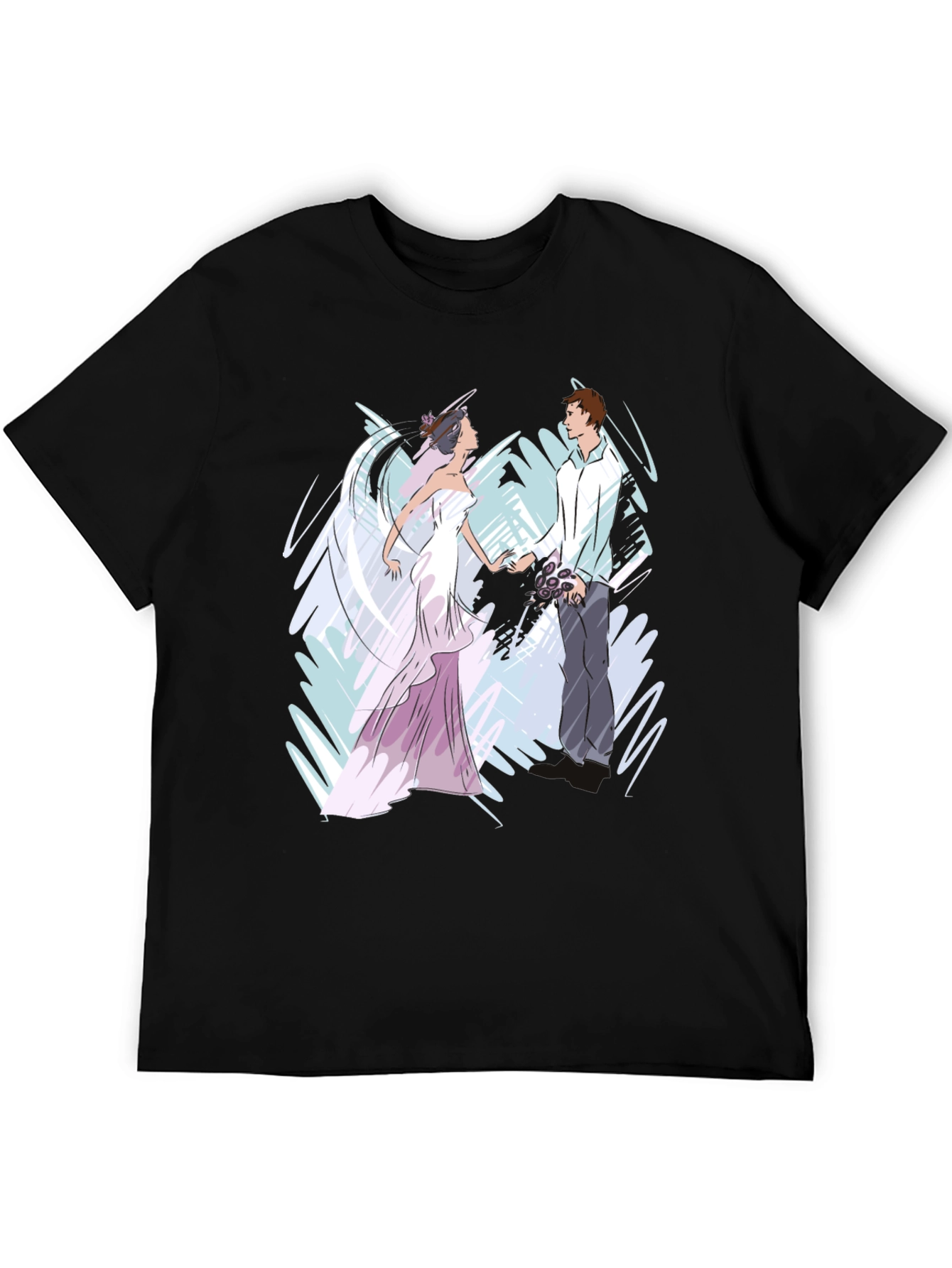 Black Bride & Groom Graphic T-Shirt - Black view 5