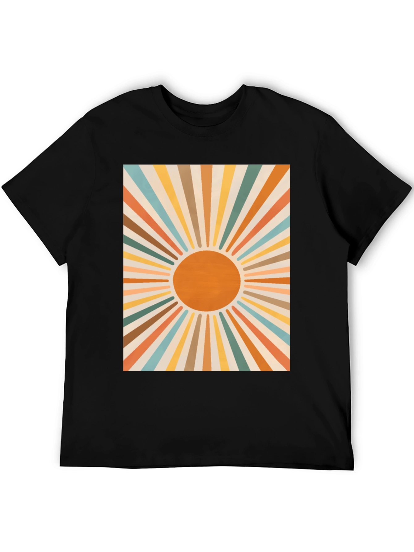 Black Retro Sunburst Graphic Tee - Black view 5