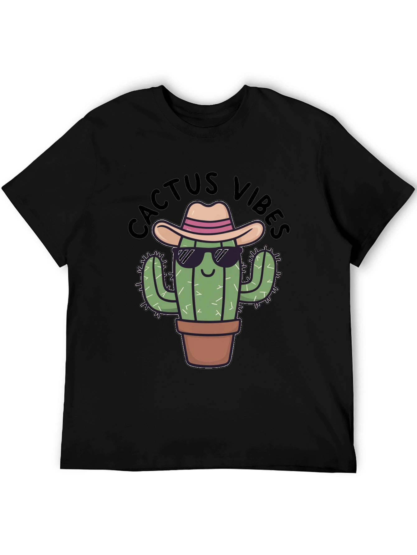 Black Cactus Vibes Tee: Cool Desert Humor view 5