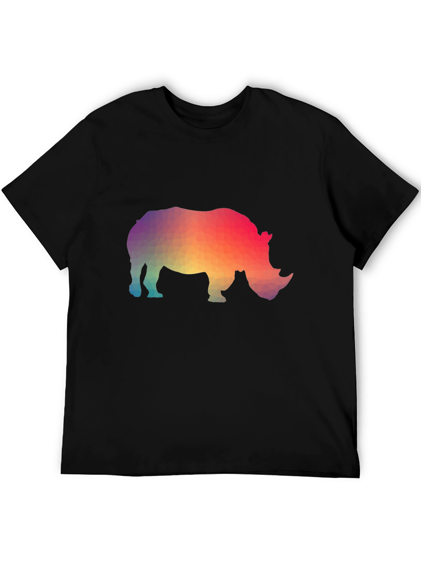 Black Geometric Rhino Graphic T-Shirt - Trendy Animal Tee view 5