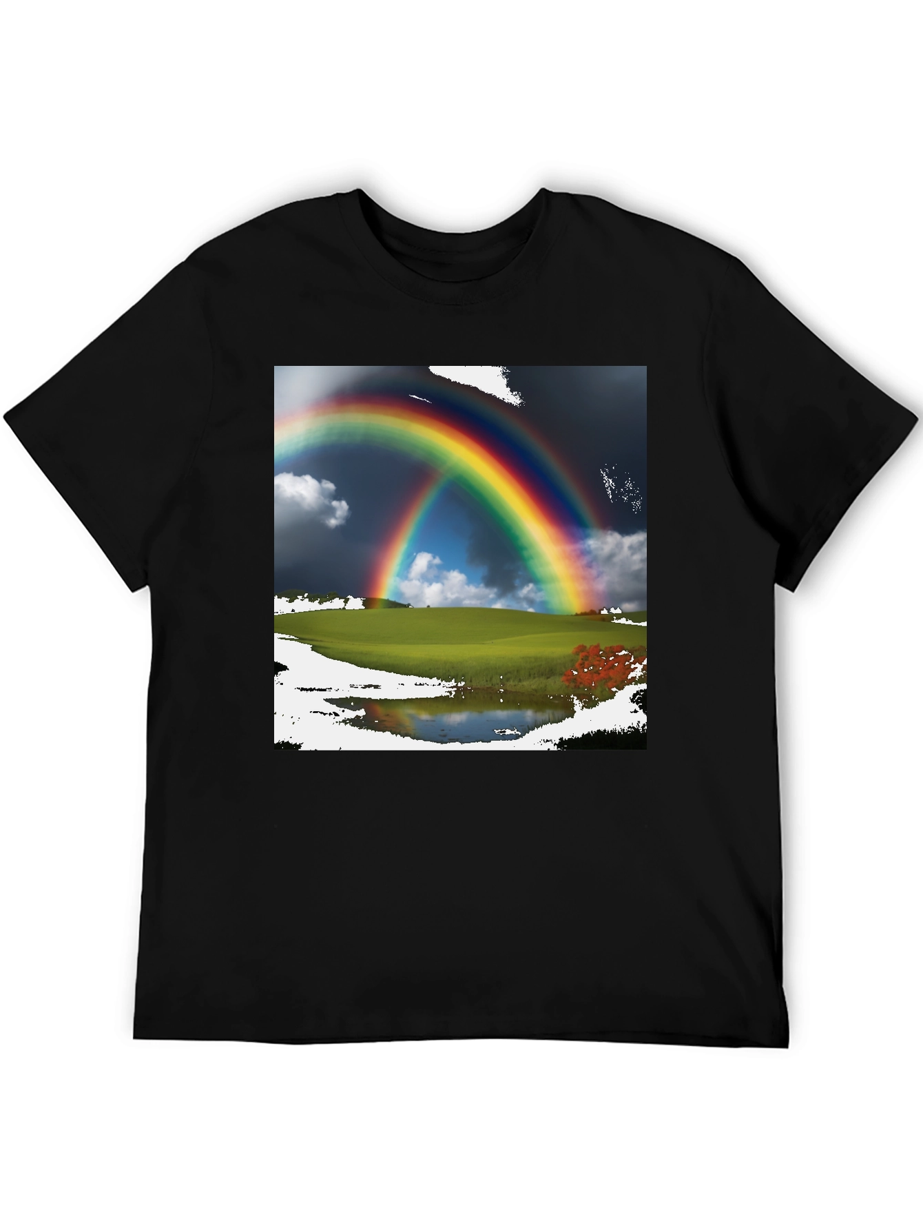 Black Rainbow Scene Black T-Shirt view 5