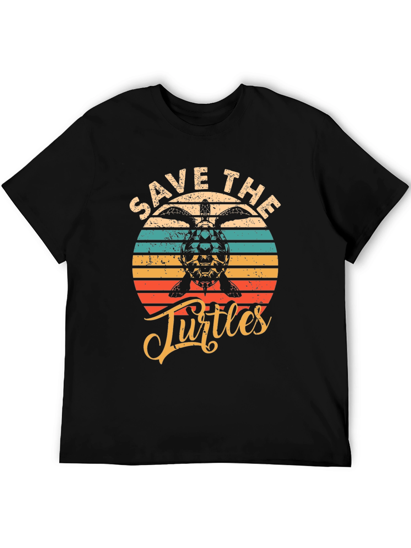 Black Save the Turtles Graphic Tee - Retro Style view 5