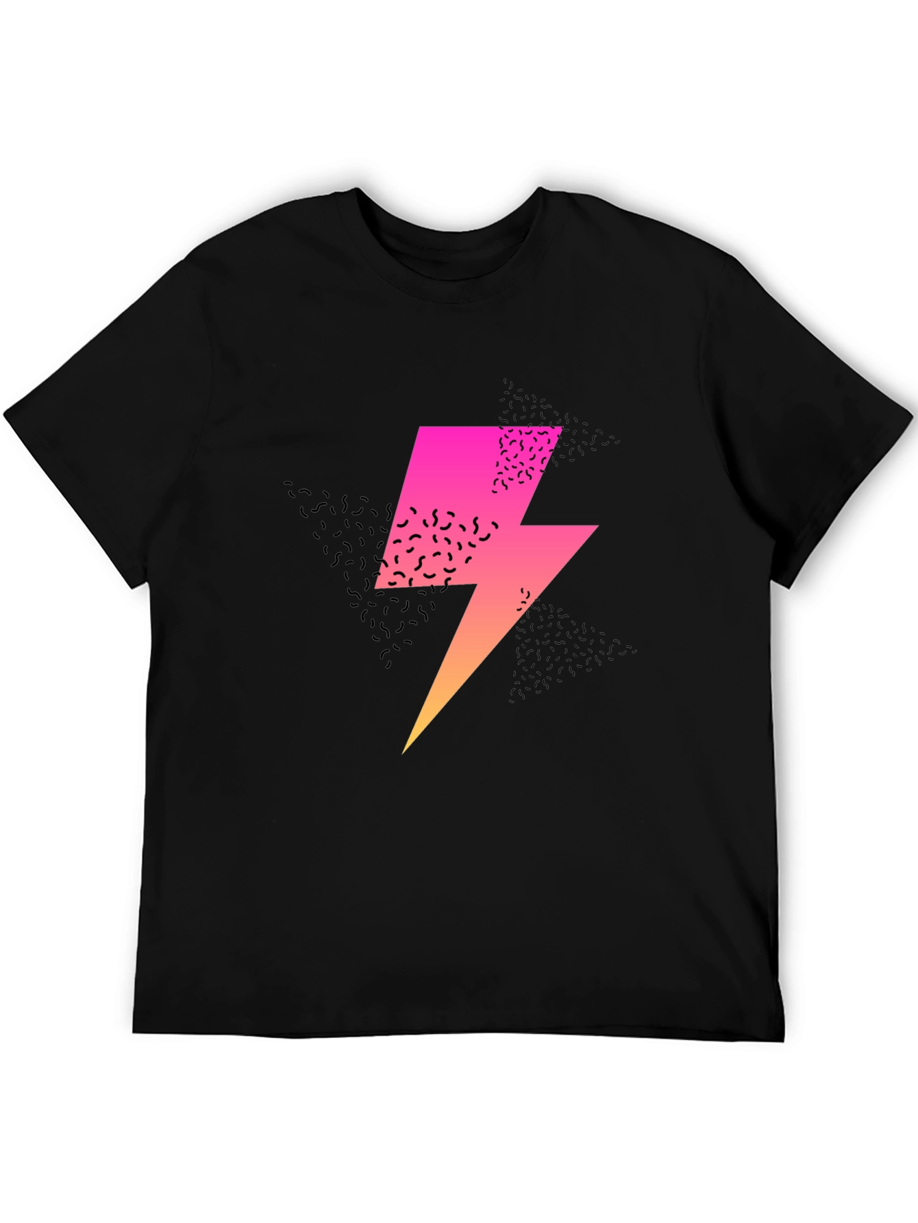 Black Retro Lightning Bolt Graphic T-Shirt view 5