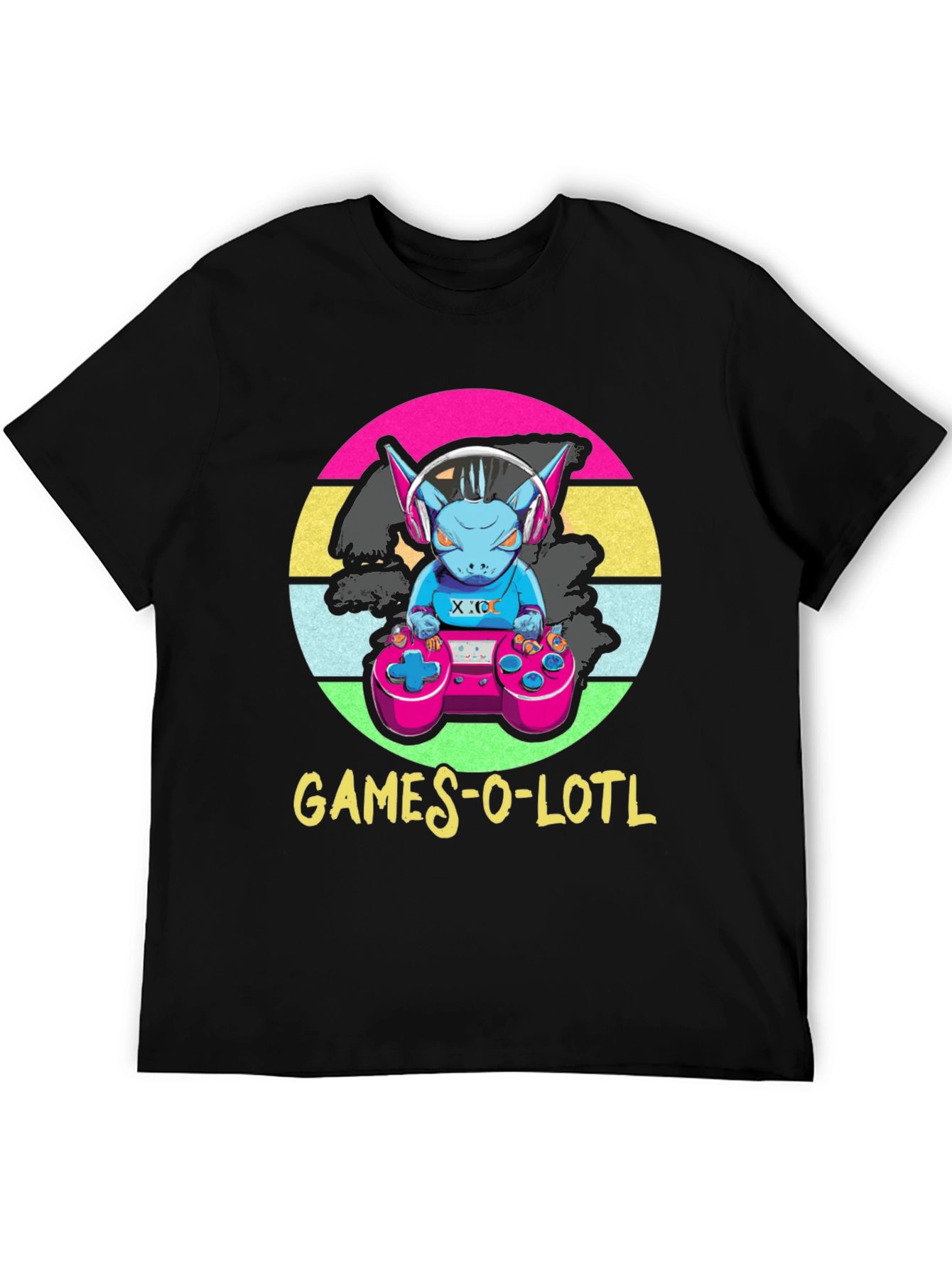 Black Games-O-Lotl T-Shirt - Retro Gamer Design view 5