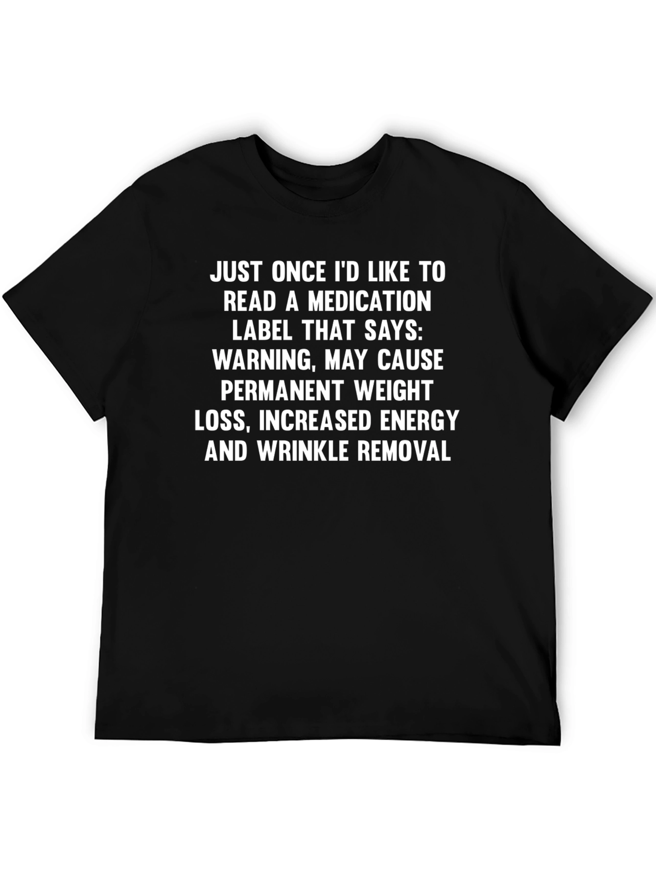 Black Humorous Medication Label T-Shirt view 5