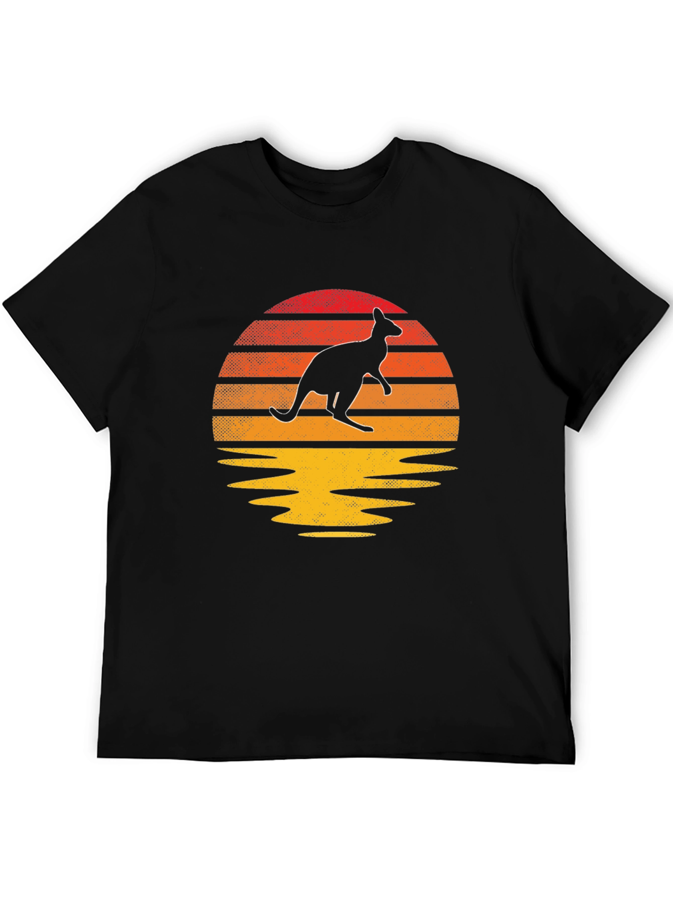 Black Retro Kangaroo Sunset T-Shirt view 5