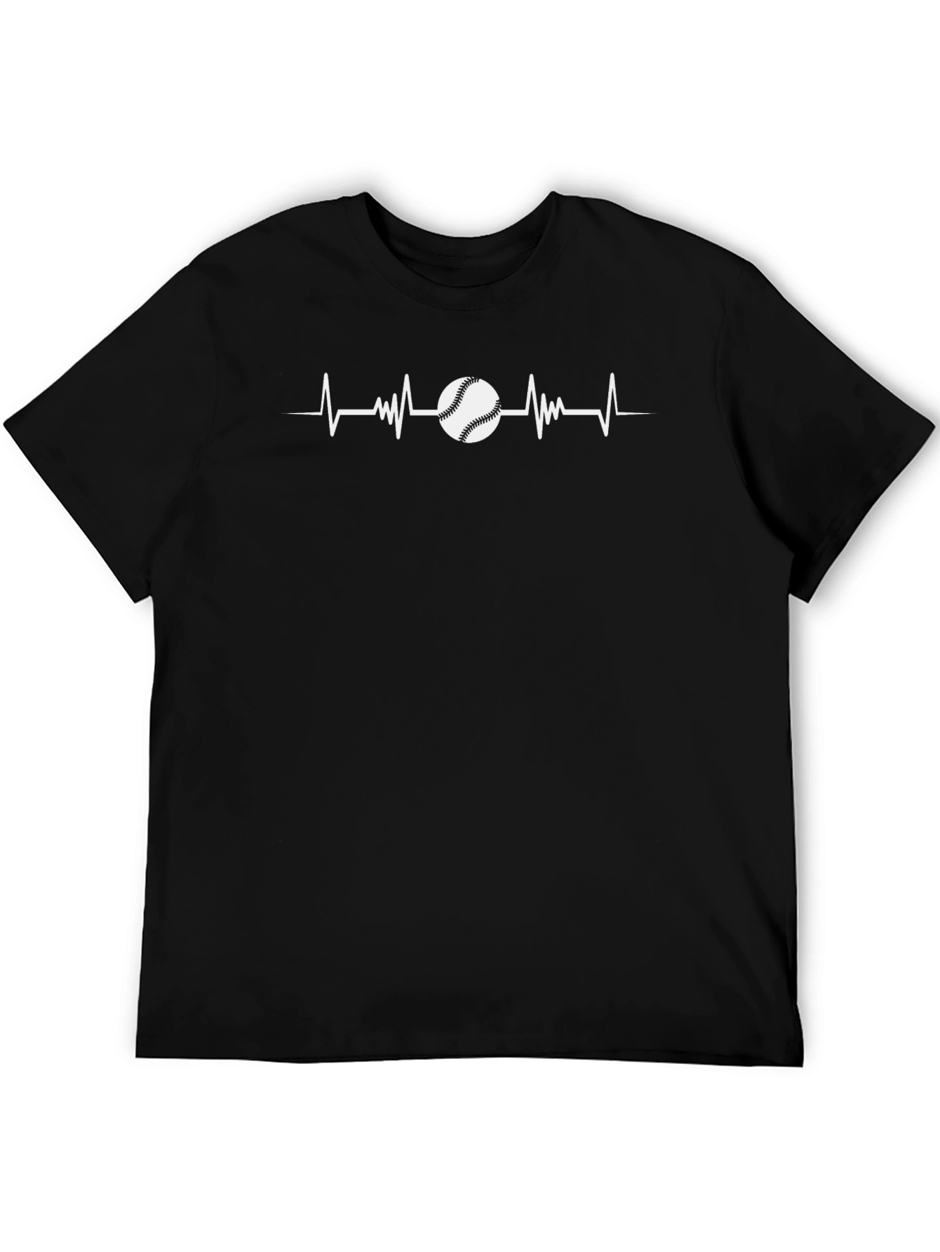Black Baseball Heartbeat T-Shirt view 5