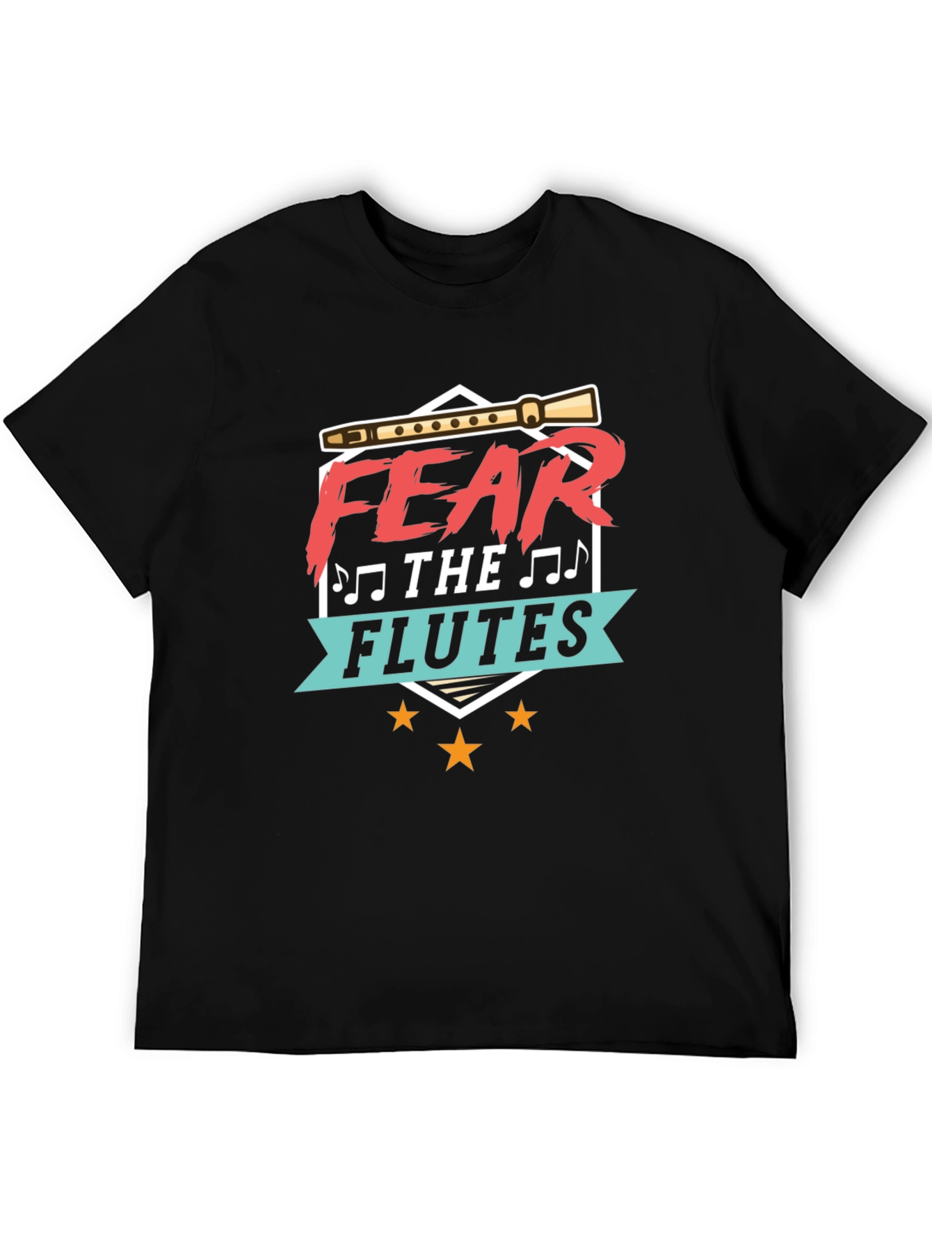 Black Fear The Flutes Funny Music T-Shirt view 5