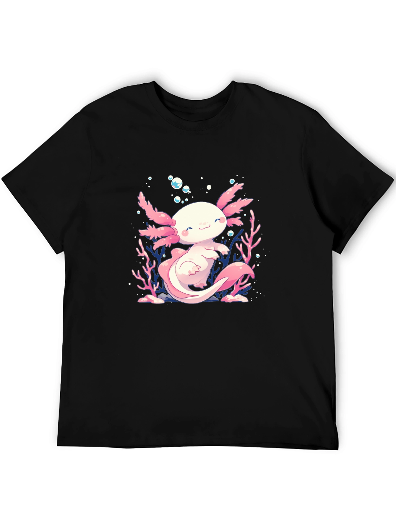 Black Axolotl Graphic Tee - Black Cotton T-Shirt view 5