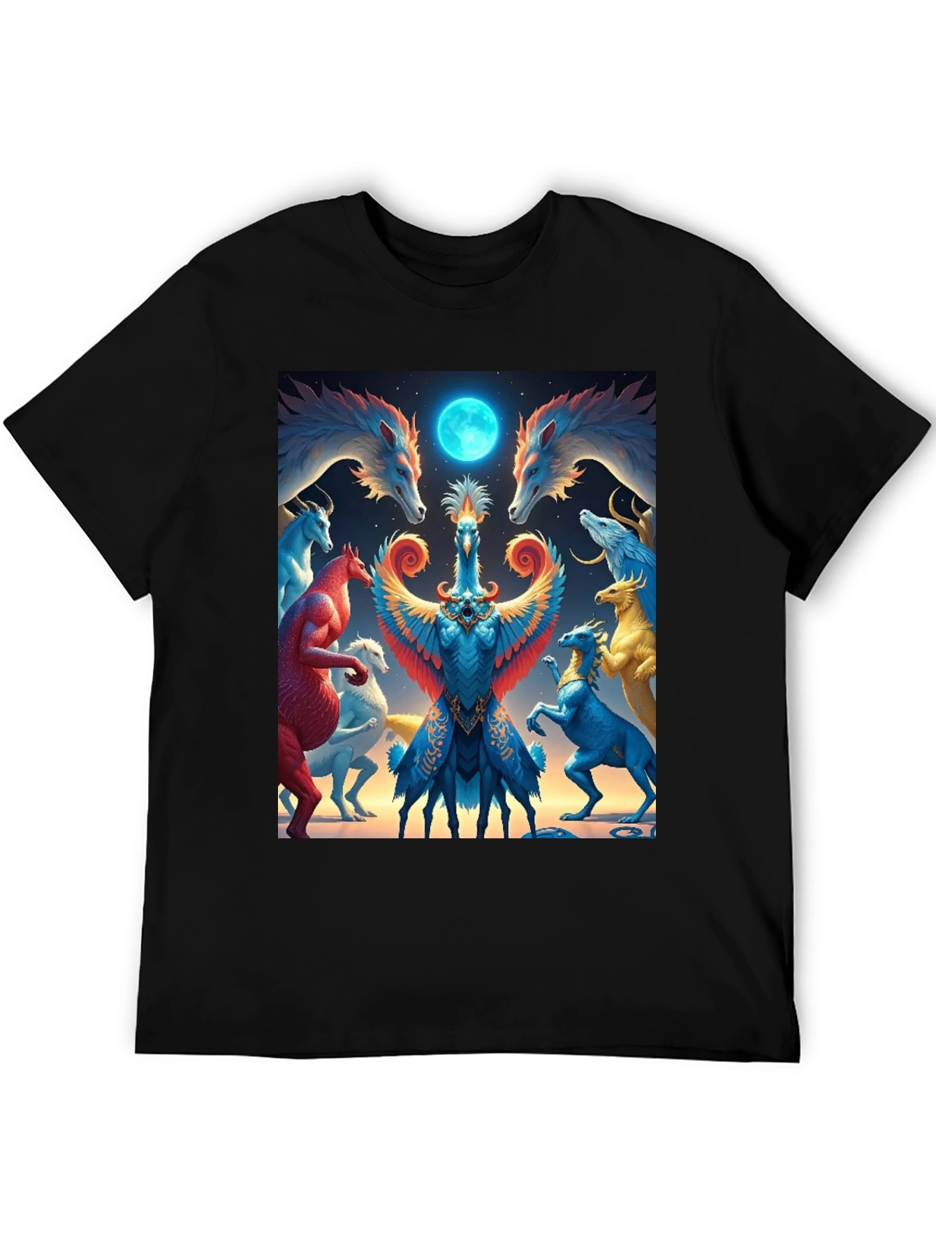 Black Mystical Creatures Graphic Tee - Unique Design view 5