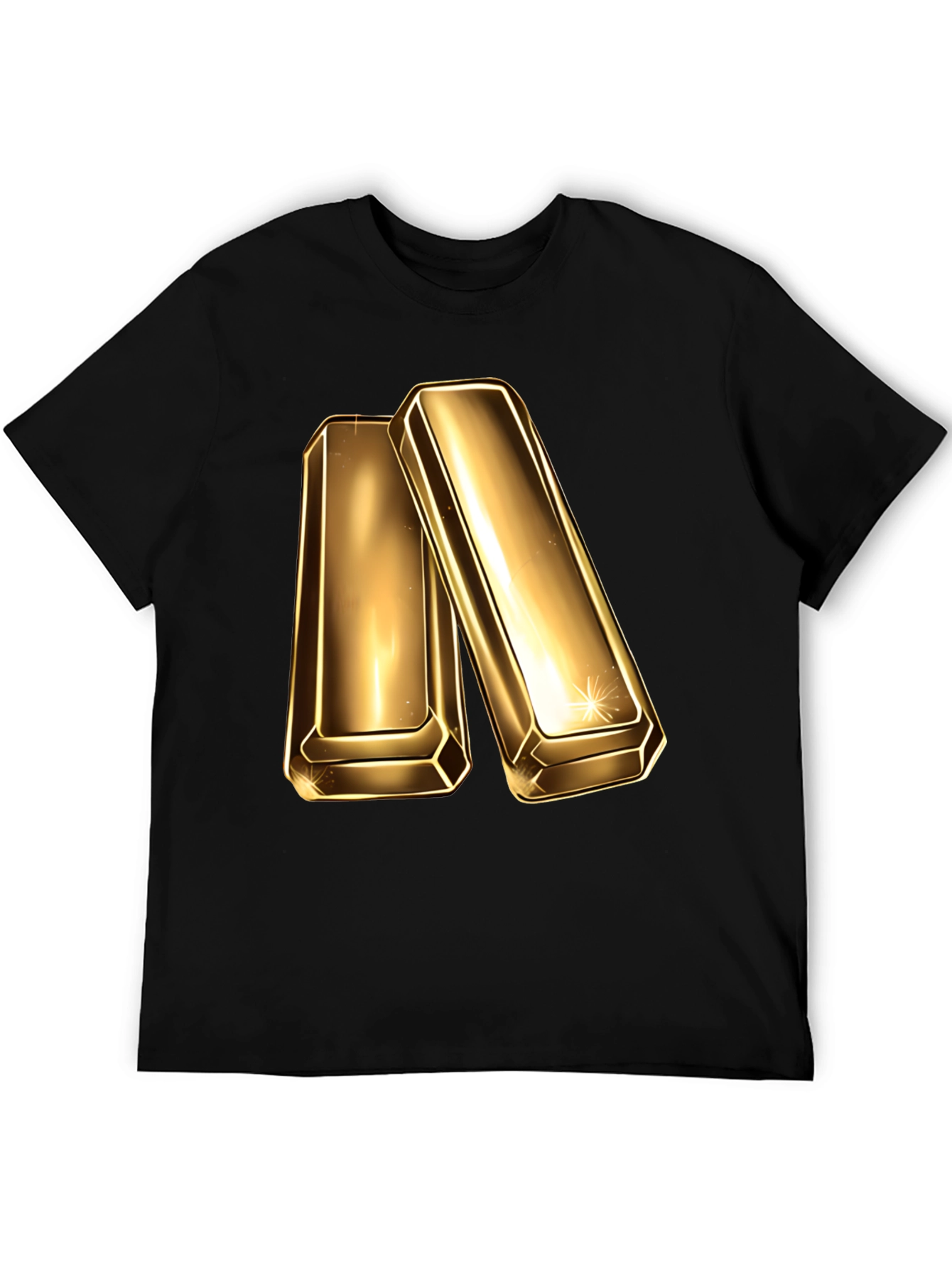 Black Gold Bar Graphic Tee - Shiny Ingot Design T-Shirt view 5