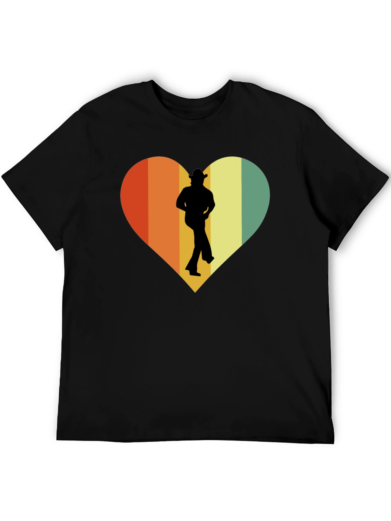 Black Retro Country Dance Heart Graphic T-Shirt view 5
