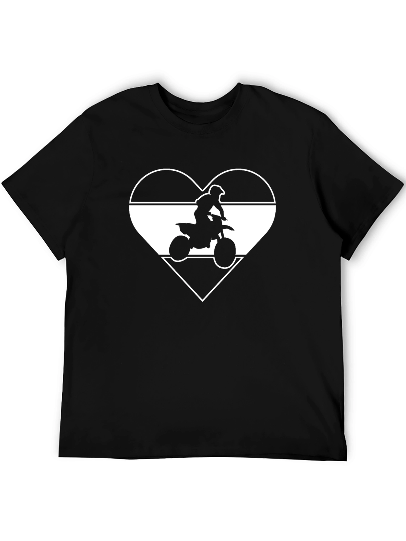 Black Dirt Bike Heart T-Shirt - MotoCross Rider Tee view 5