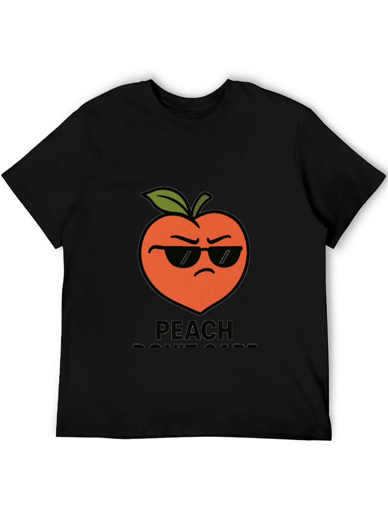 Black Cool Peach Graphic T-Shirt - "Peach Don't Care!" view 5