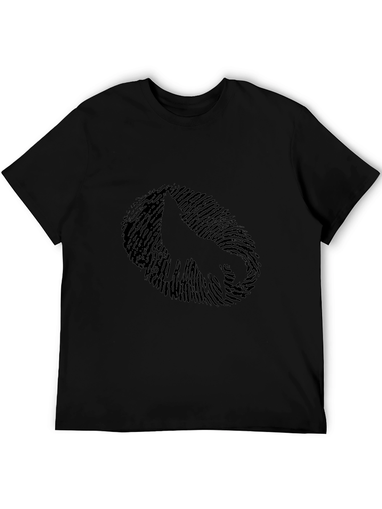 Black Fingerprint Wolf Graphic Black Tee view 5