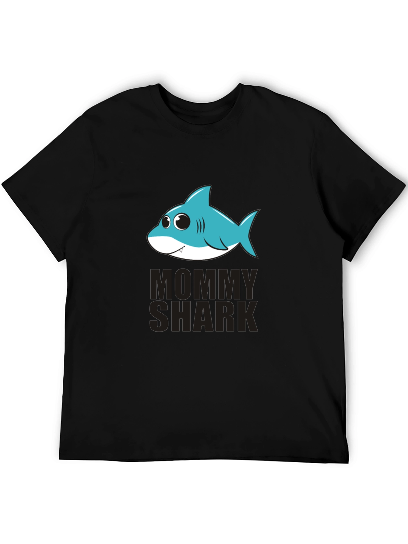 Black Mommy Shark Graphic Tee - Black Cotton T-Shirt view 5