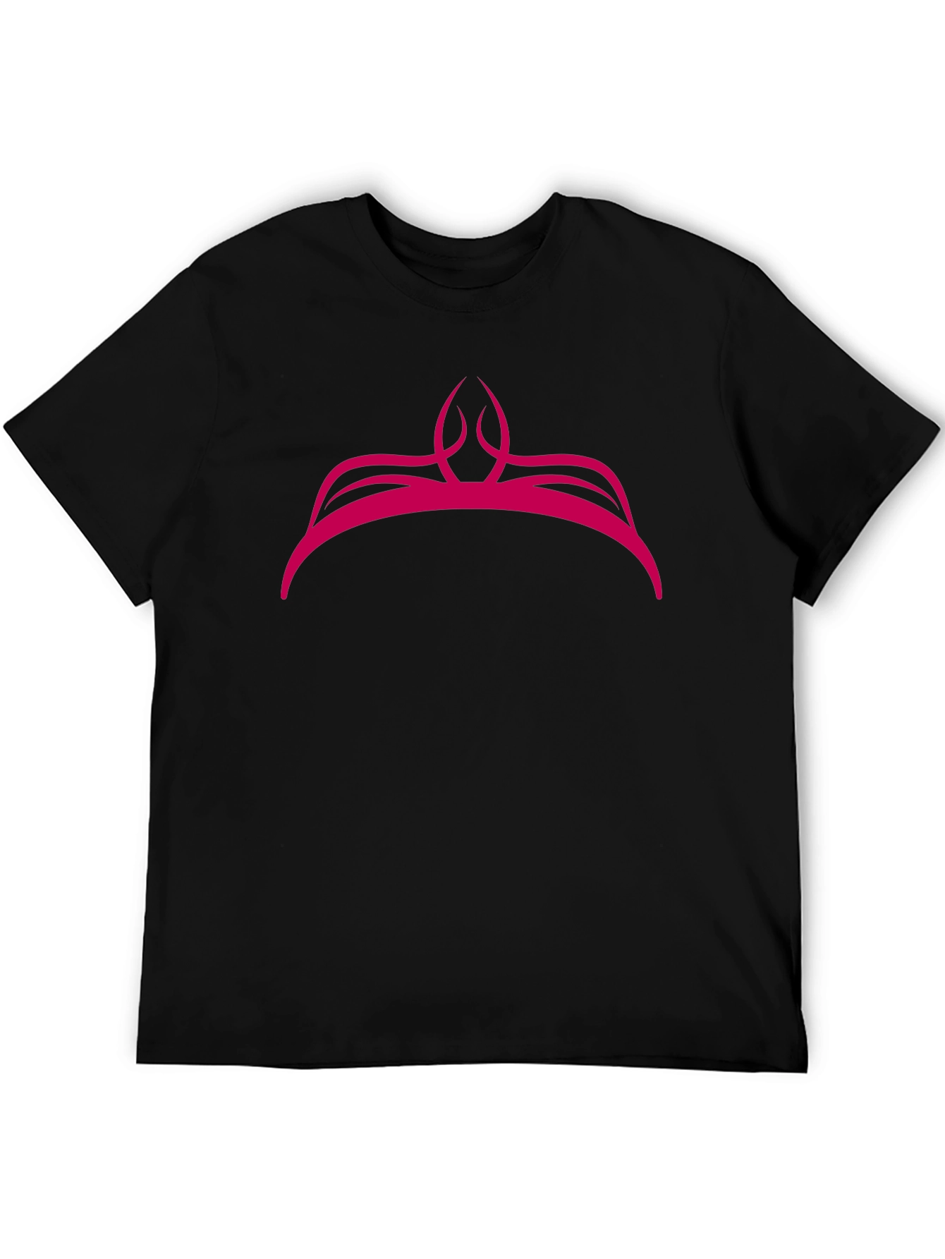 Black Men's Black Tee with Pink Crown Graphic view 5
