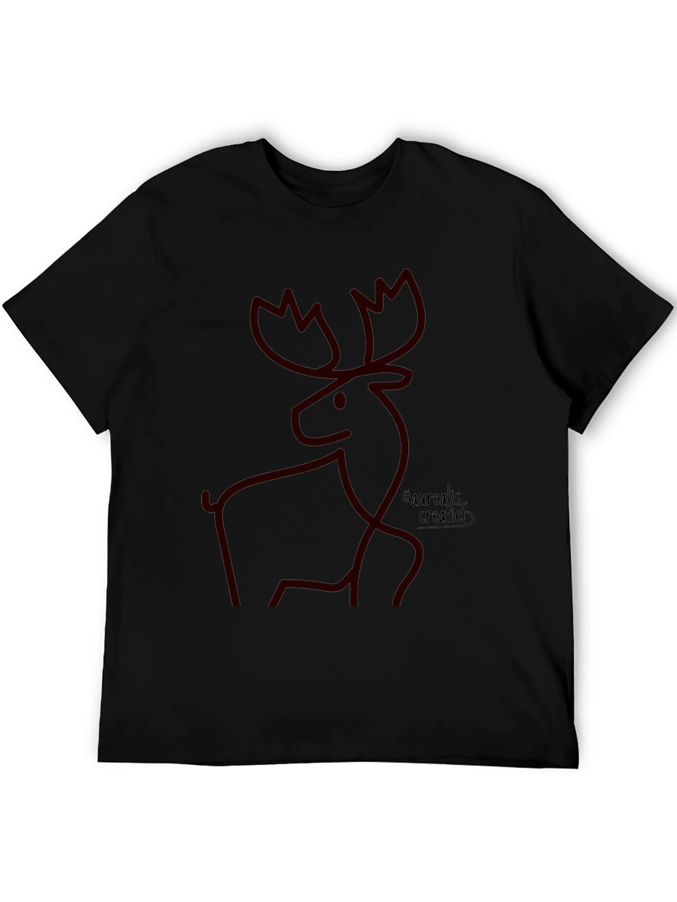 Black Modern Moose Graphic Tee - Artistic Minimalist Design view 5