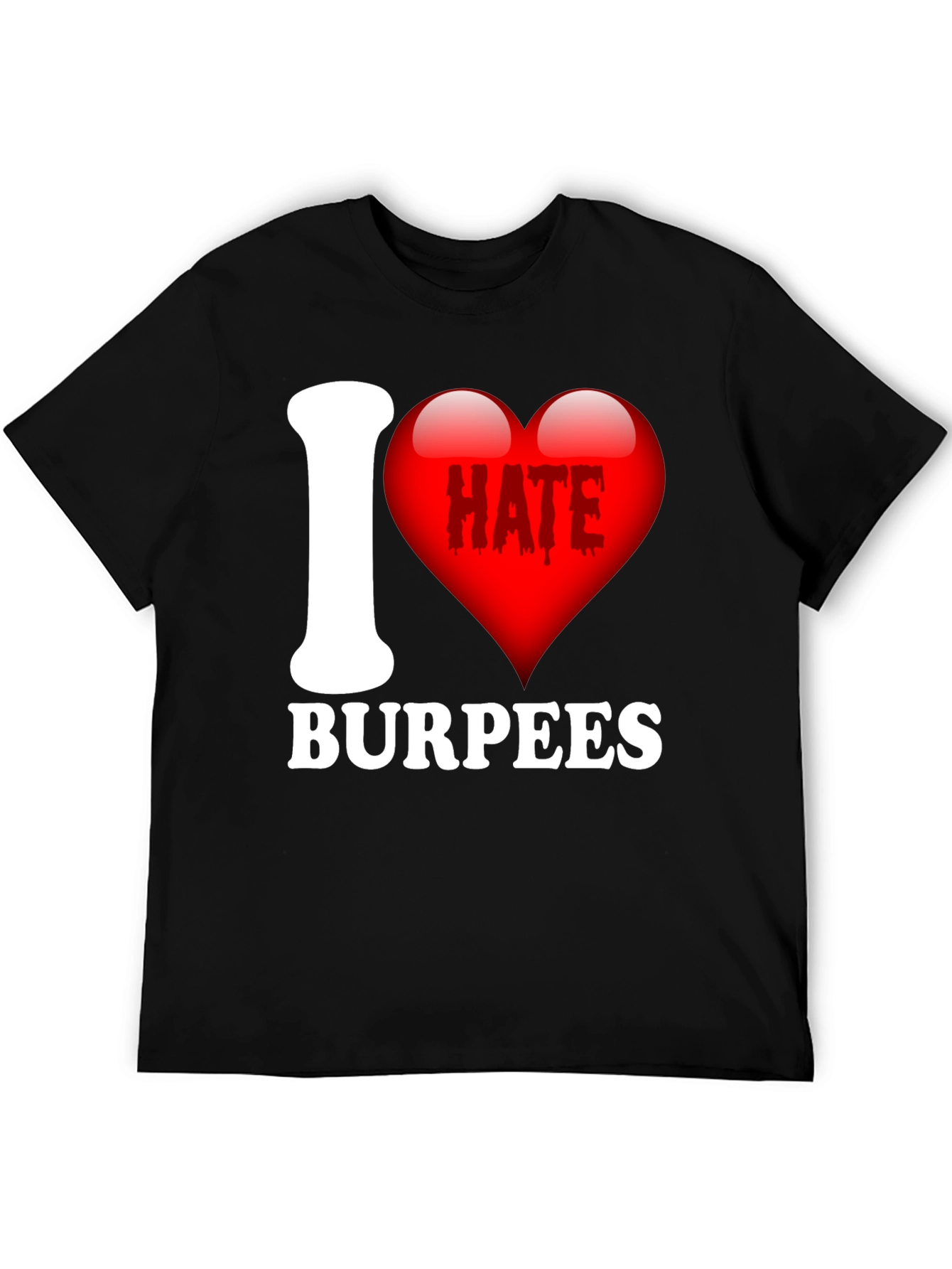 Black I Hate Burpees Funny Workout T-Shirt view 5