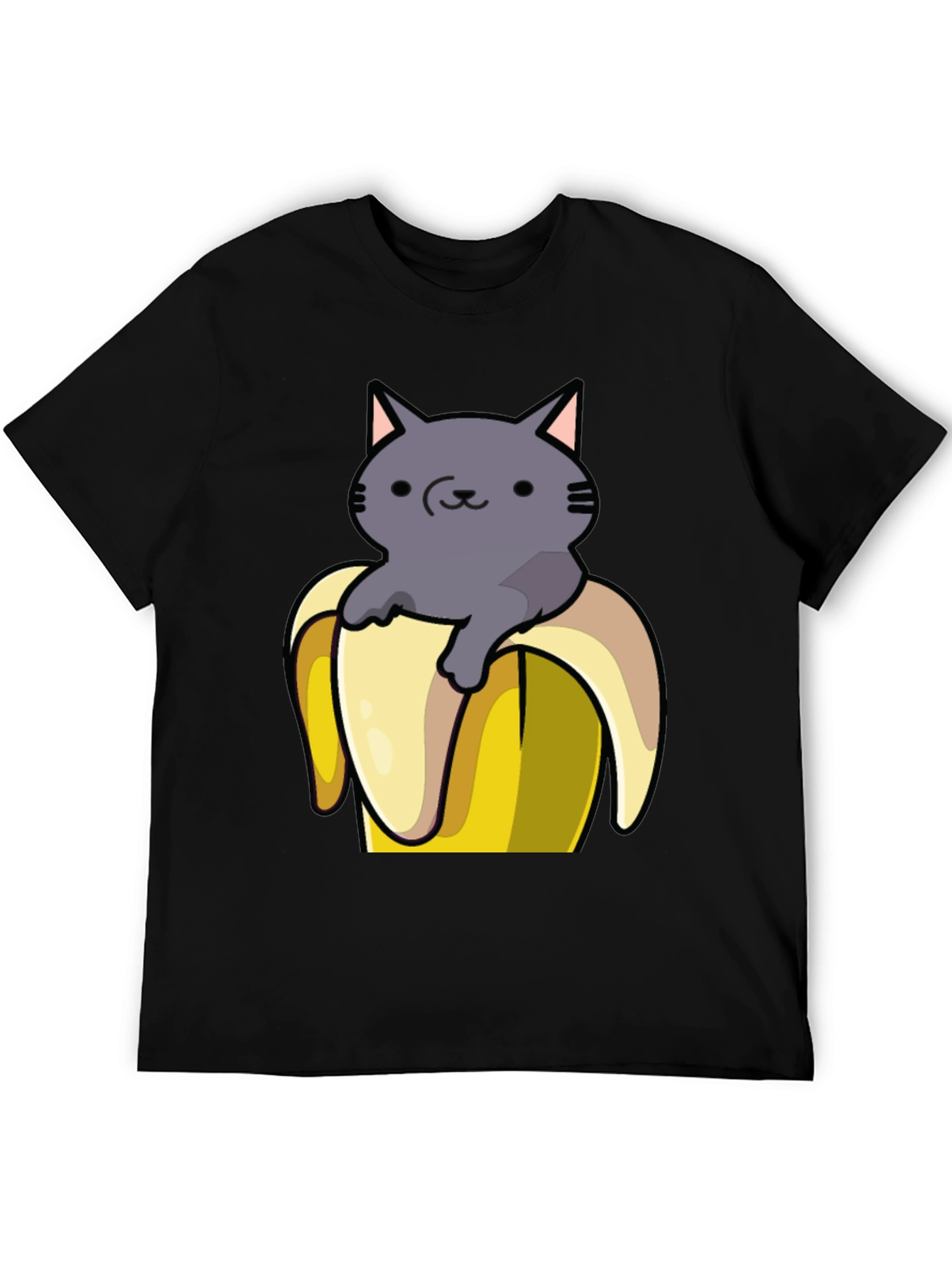 Black Cat in Banana T-Shirt - Funny Graphic Tee view 5