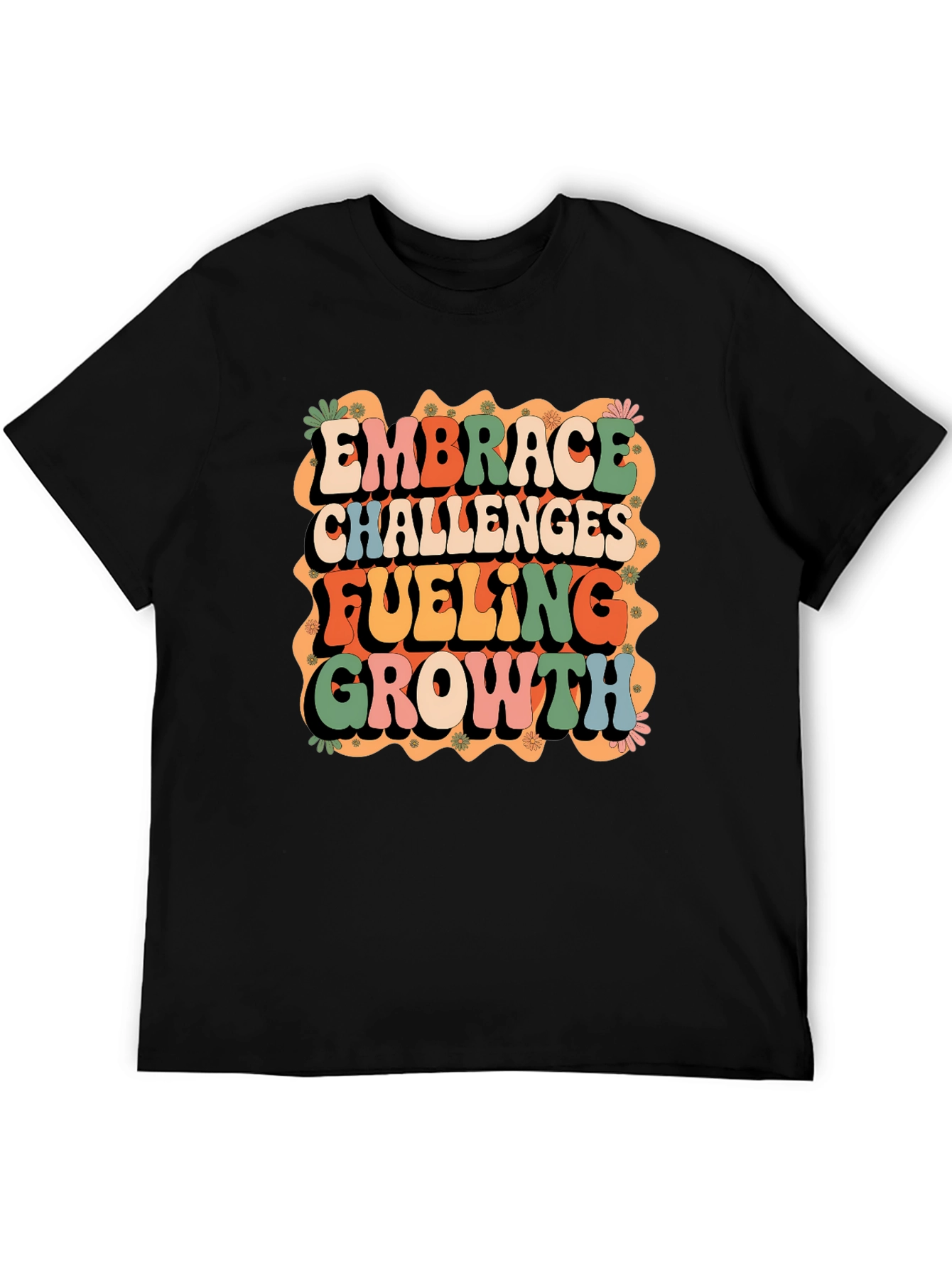 Black Retro Embrace Challenges Graphic Tee view 5