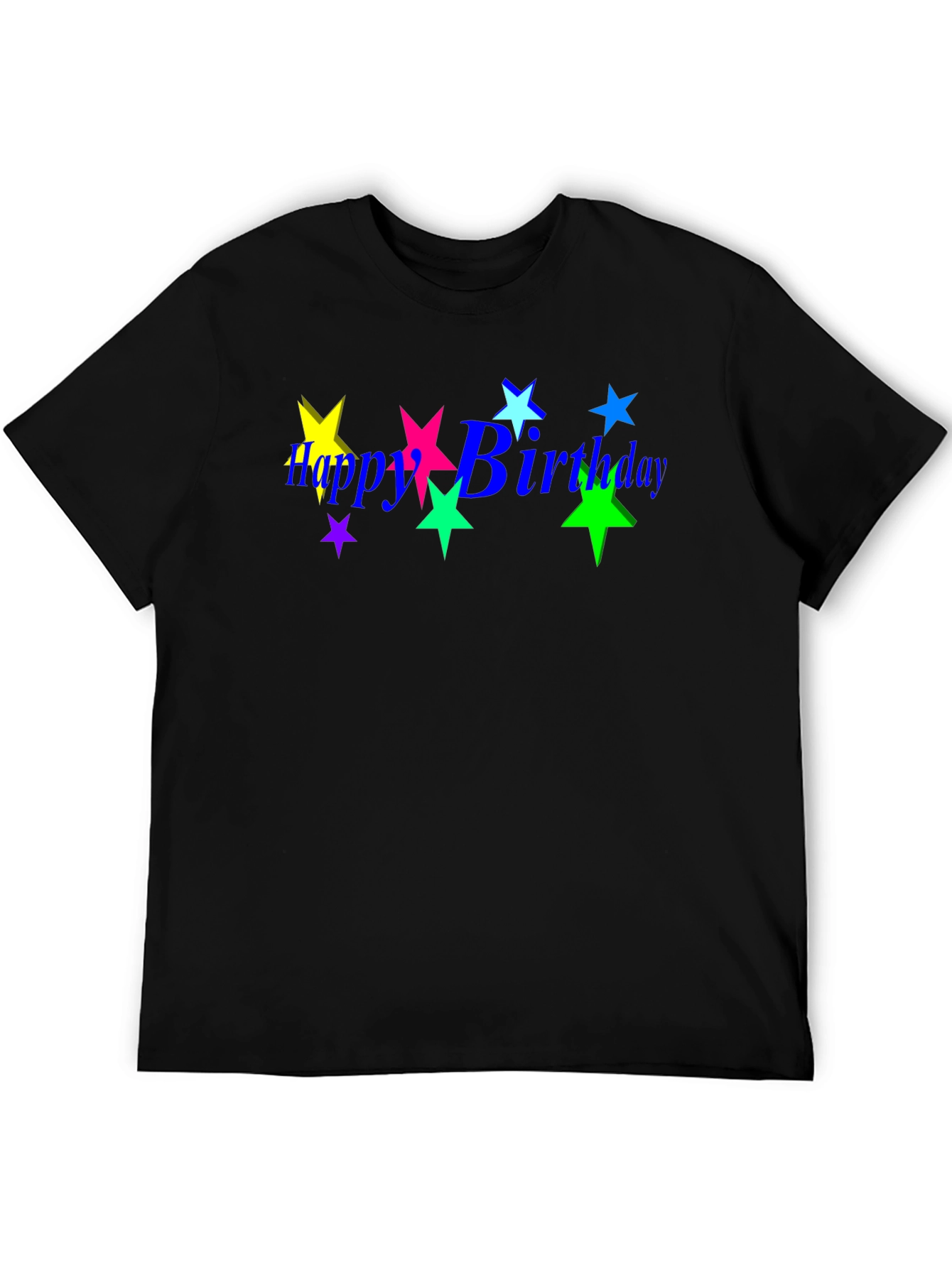 Black Happy Birthday Star Graphic Tee - Trendy Black T-Shirt view 5