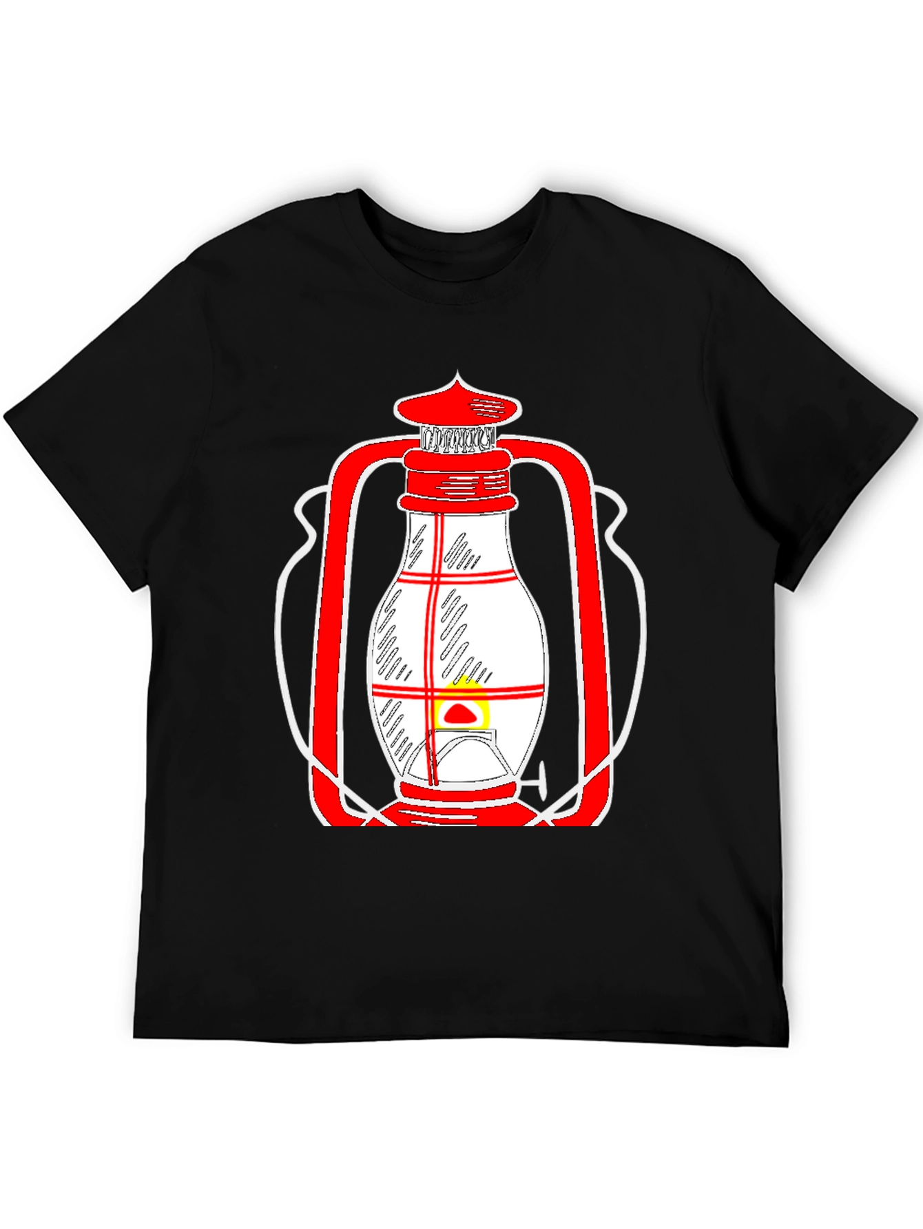 Black Lantern Graphic Tee - Unique Red and White Design view 5