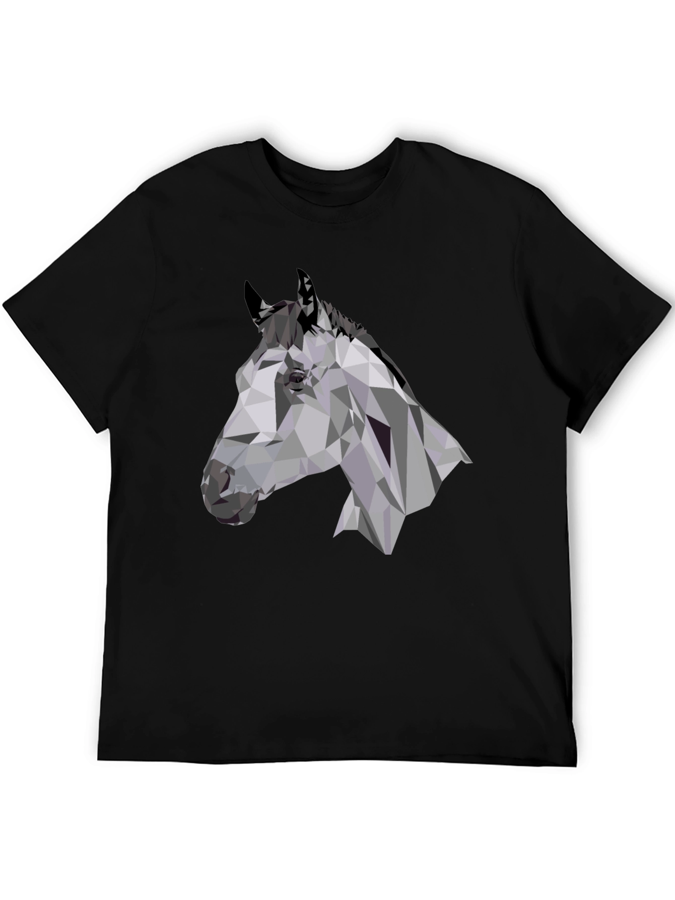 Black Geometric Horse Head Black T-Shirt view 5