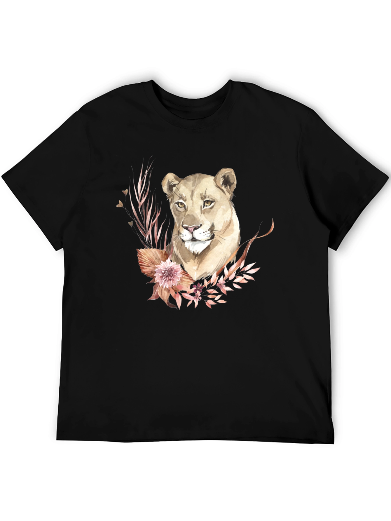 Black Lioness Floral Graphic Tee - Black view 5