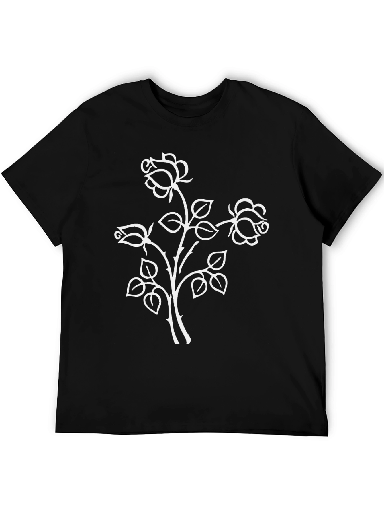 Black Black Rose T-Shirt: Floral Botanical Design view 5