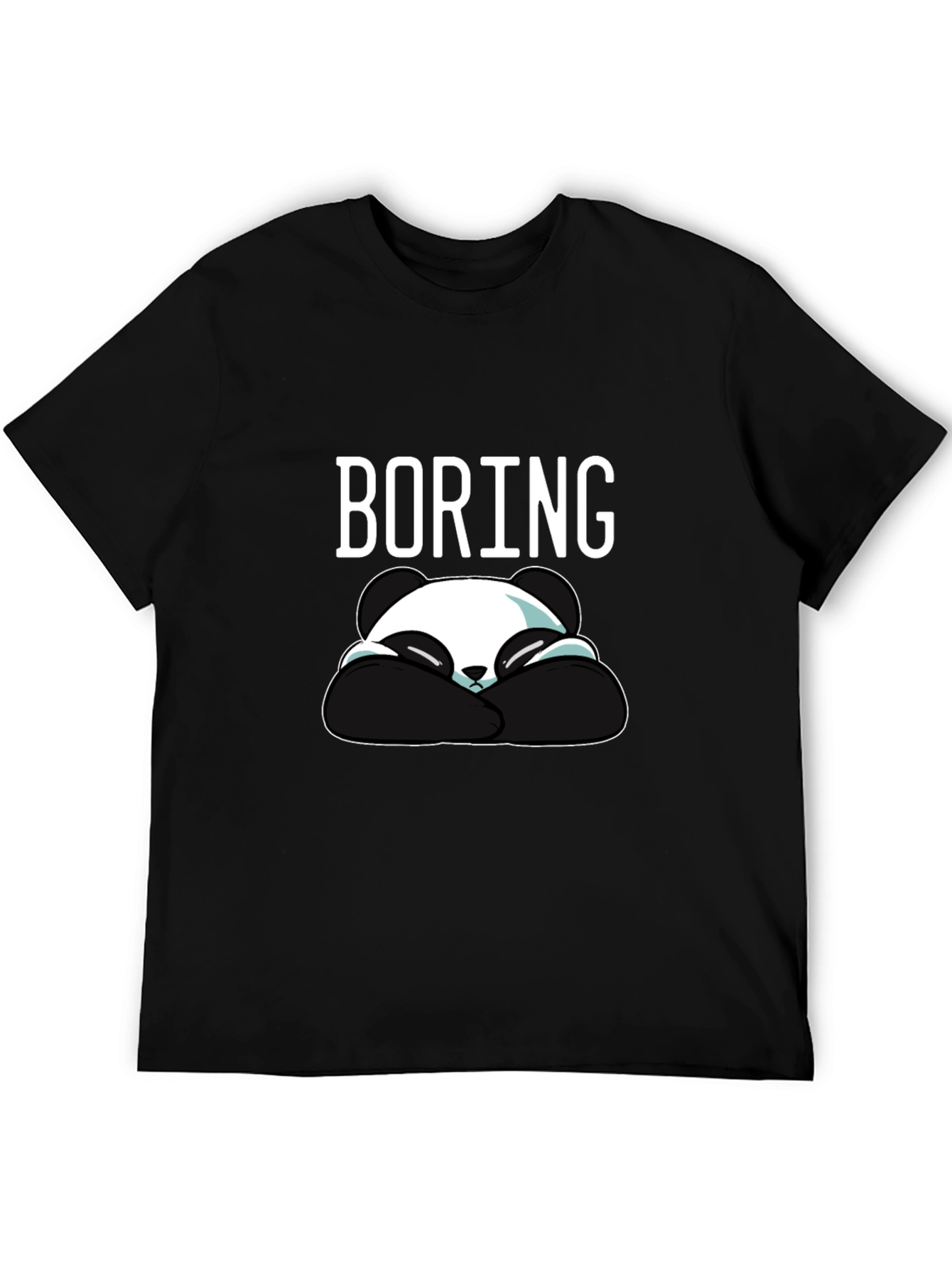 Black Boring Panda Graphic T-Shirt - Soft Cotton Tee view 5