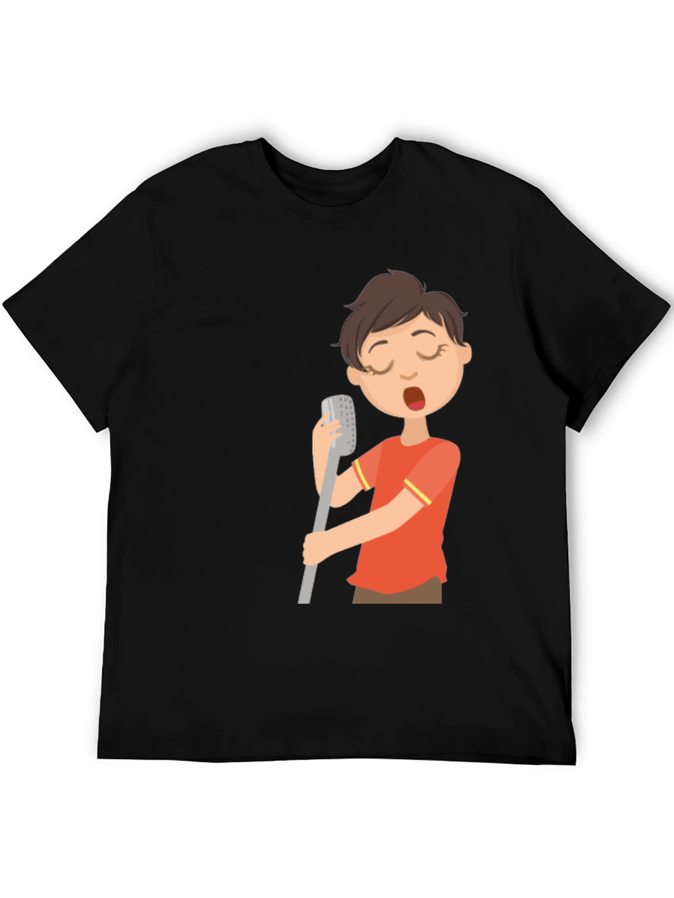 Black Singing Boy Graphic Tee - Black Cotton Blend T-Shirt view 5