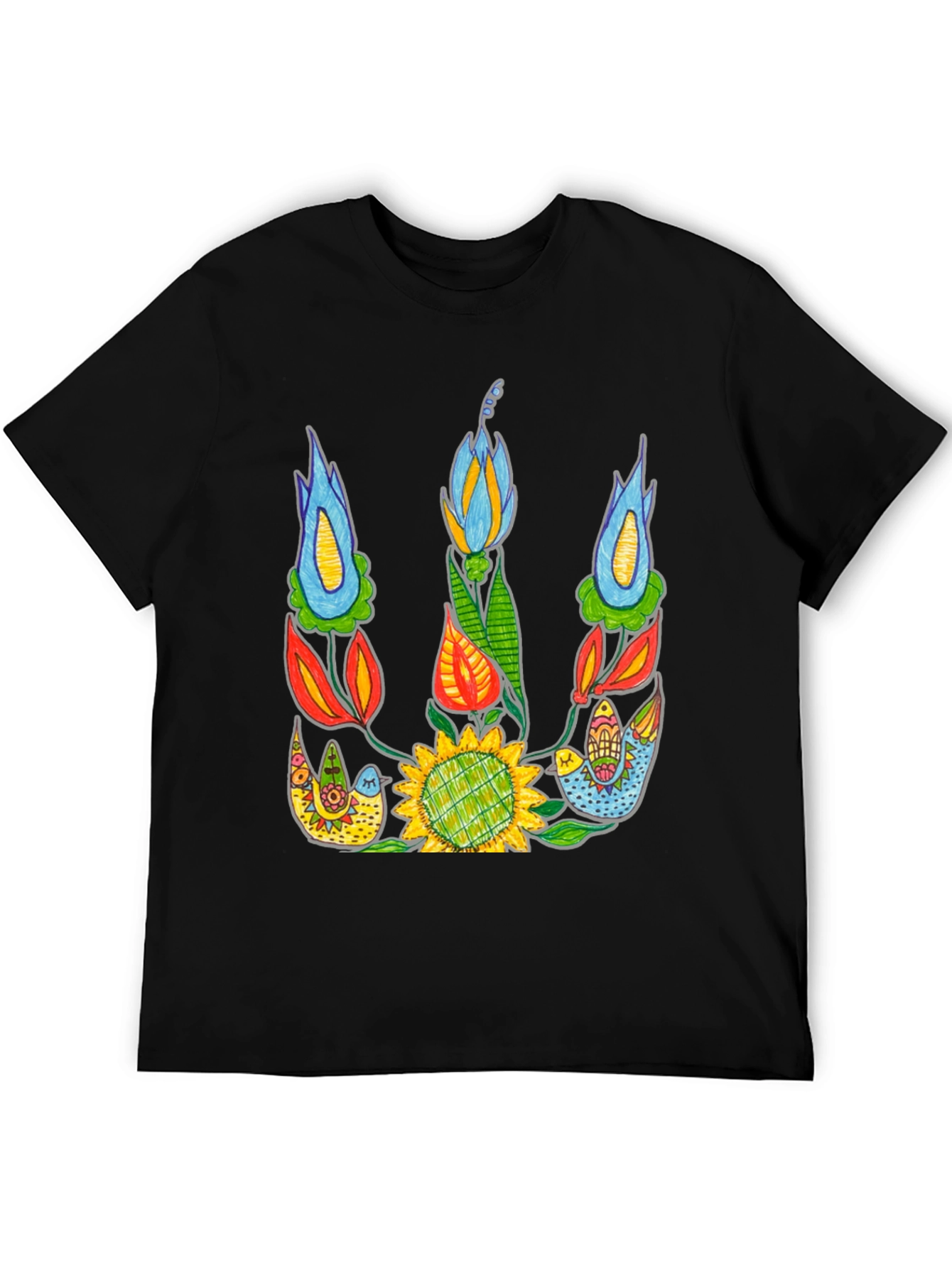 Black Ukrainian Floral Graphic Tee view 5